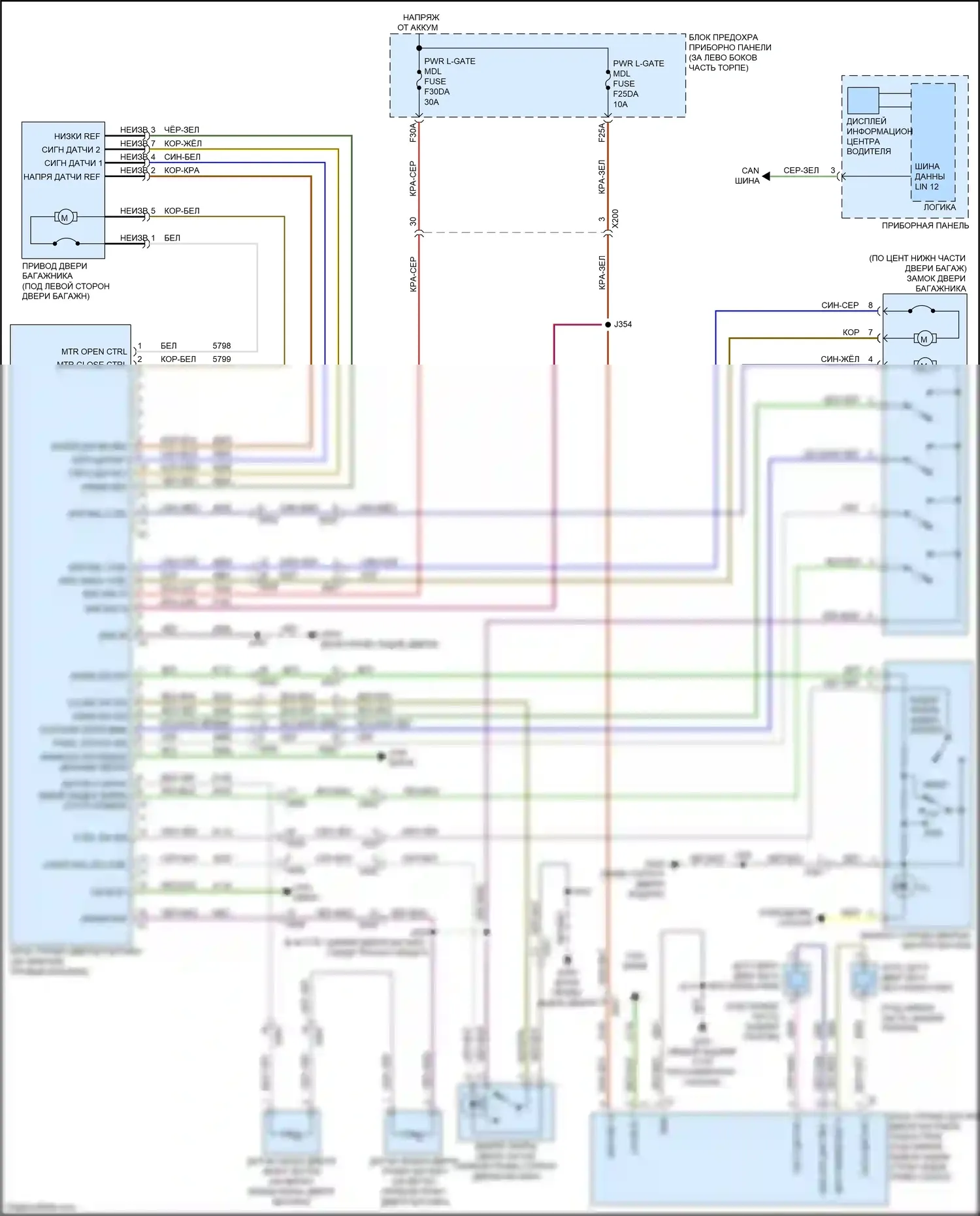 Encore GX Buick I (2019-2024): Электросхема двери силового багажника 
