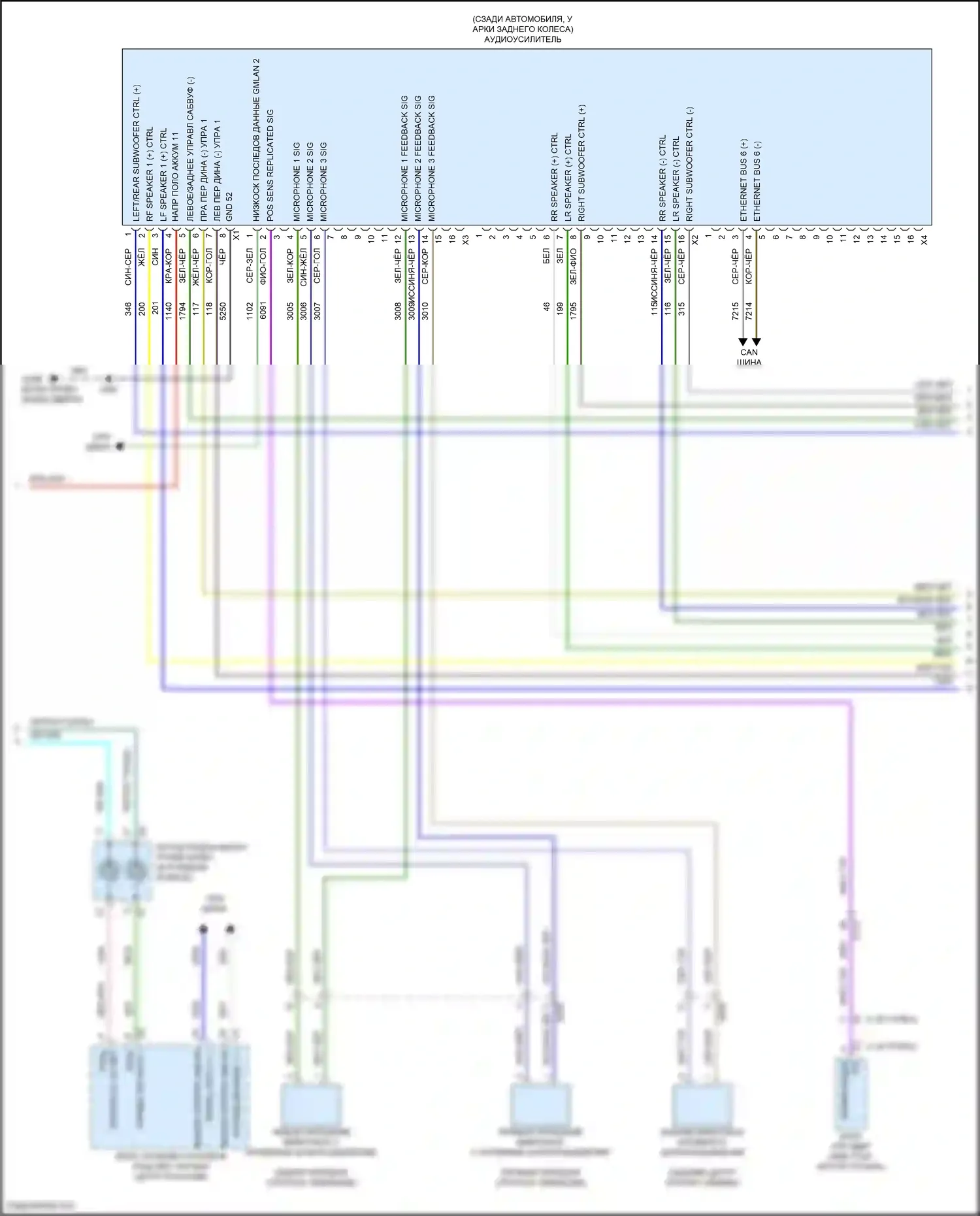 Encore GX Buick I (2019-2024): Электросхема магнитолы, аудио среднего/высокого уровня премиум (3 из 4) 