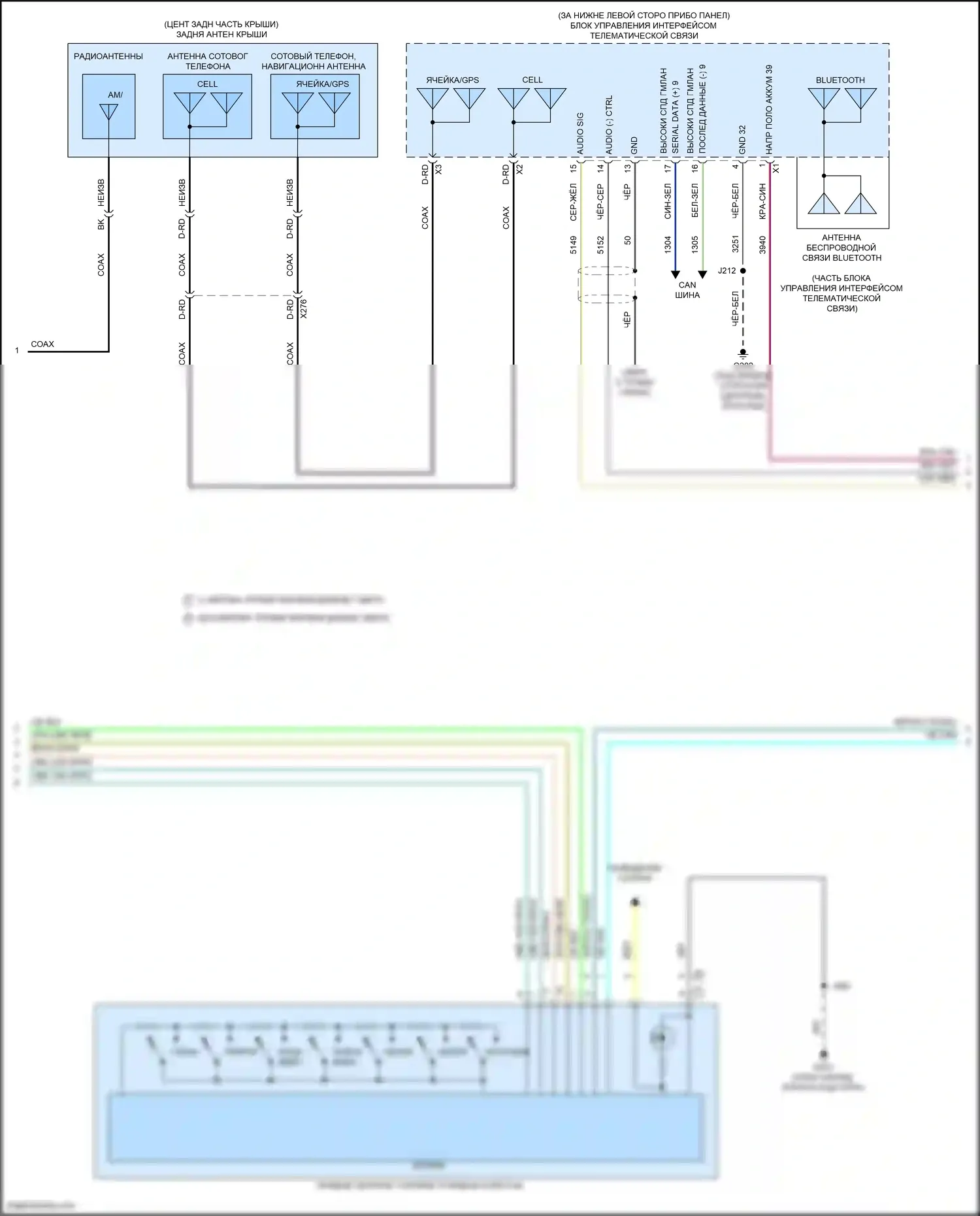 Encore GX Buick I (2019-2024): Электросхема магнитолы, низкий уровень (2 из 3) 