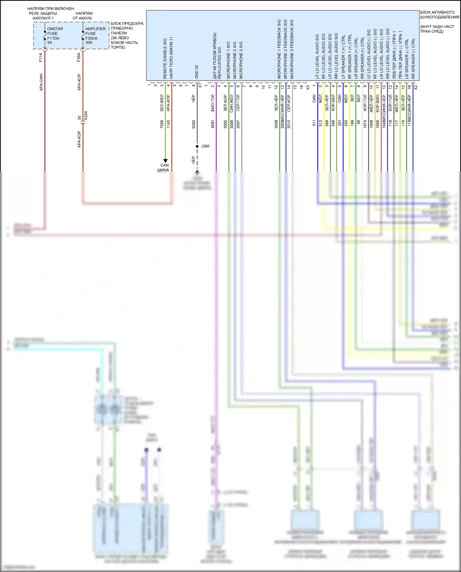 Encore GX Buick I (2019-2024): Электросхема магнитолы, усиленный звук среднего/высокого уровня без усилителя (3 из 4) 