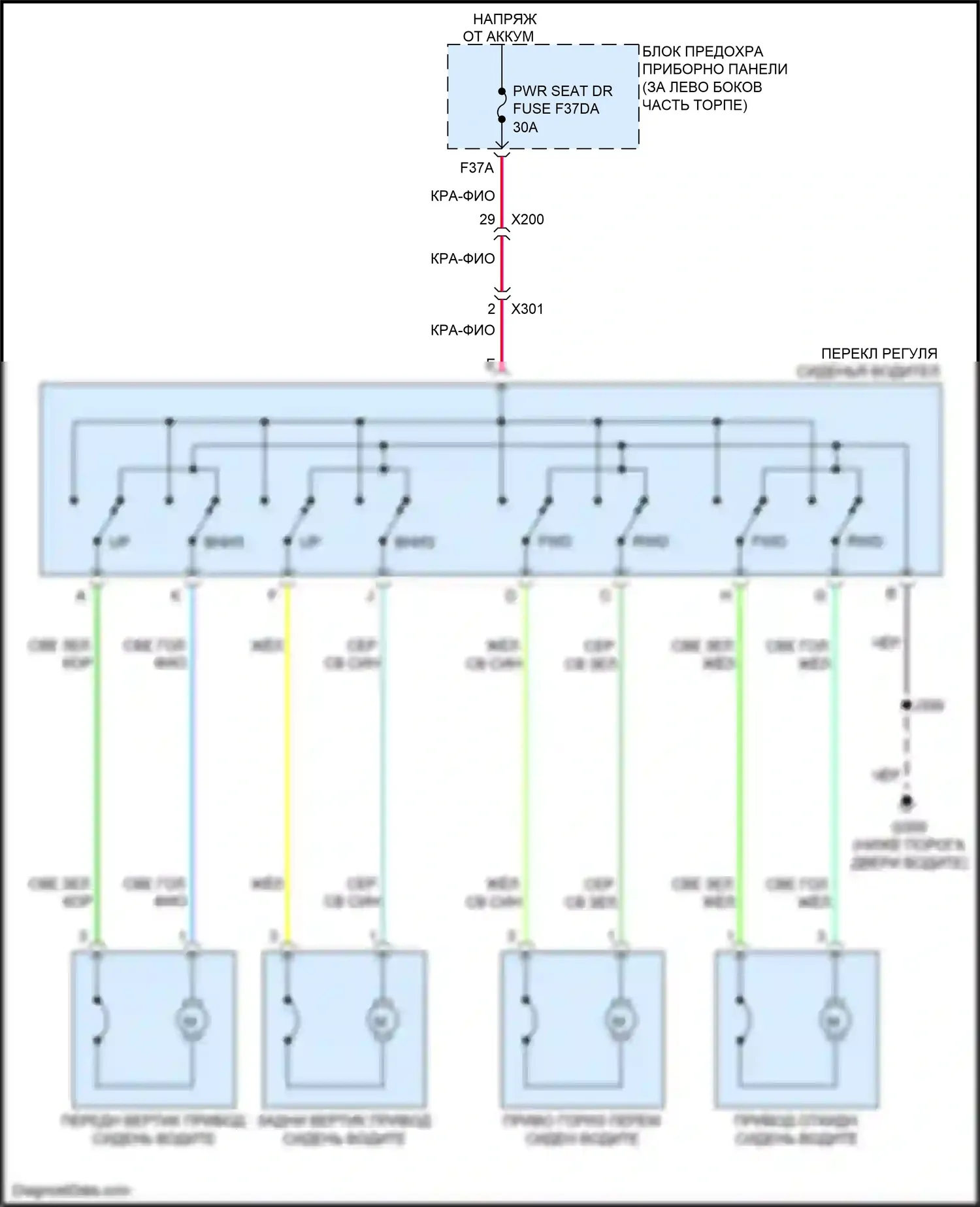 Encore GX Buick I (2019-2024): Питание водительского сиденья электросхема 