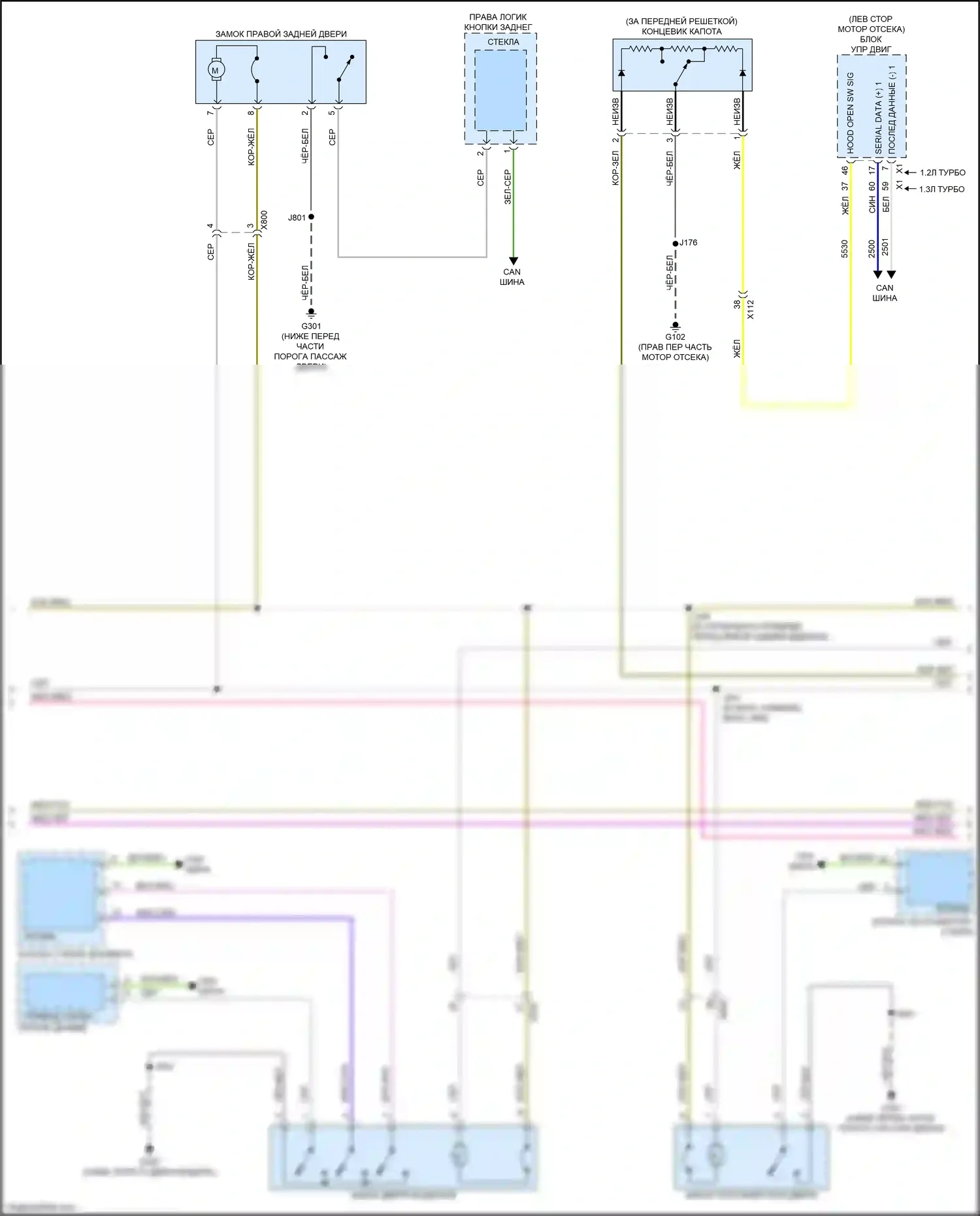 Encore GX Buick I (2019-2024): Электросхема центрального замка (3 из 4) 