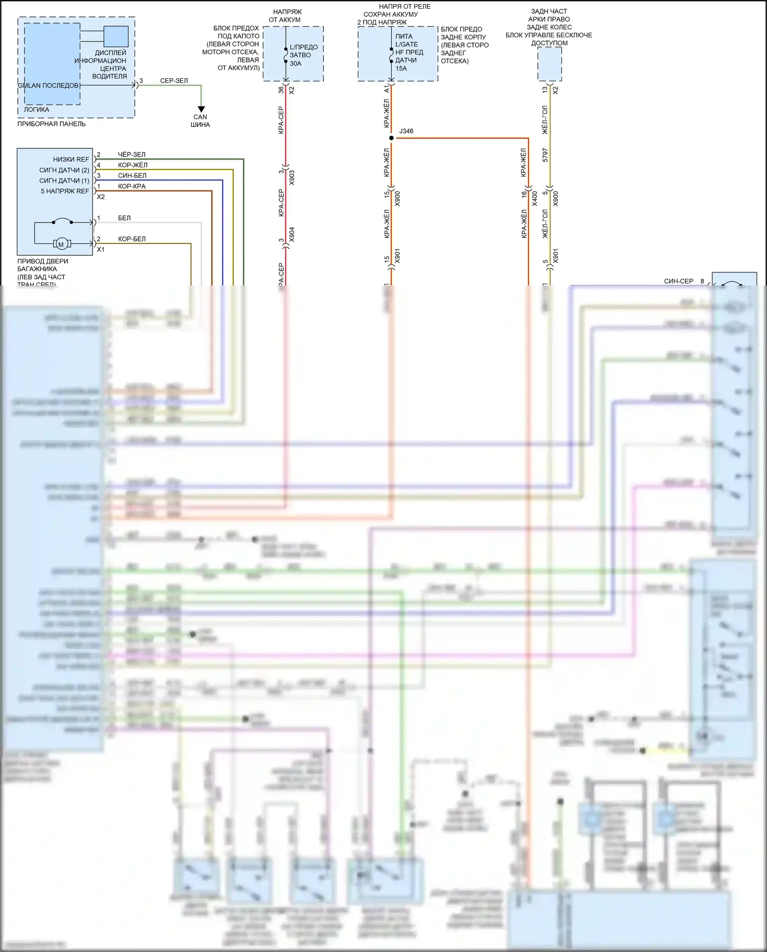 Envision Buick I (2016-2018): Электросхема двери силового багажника 