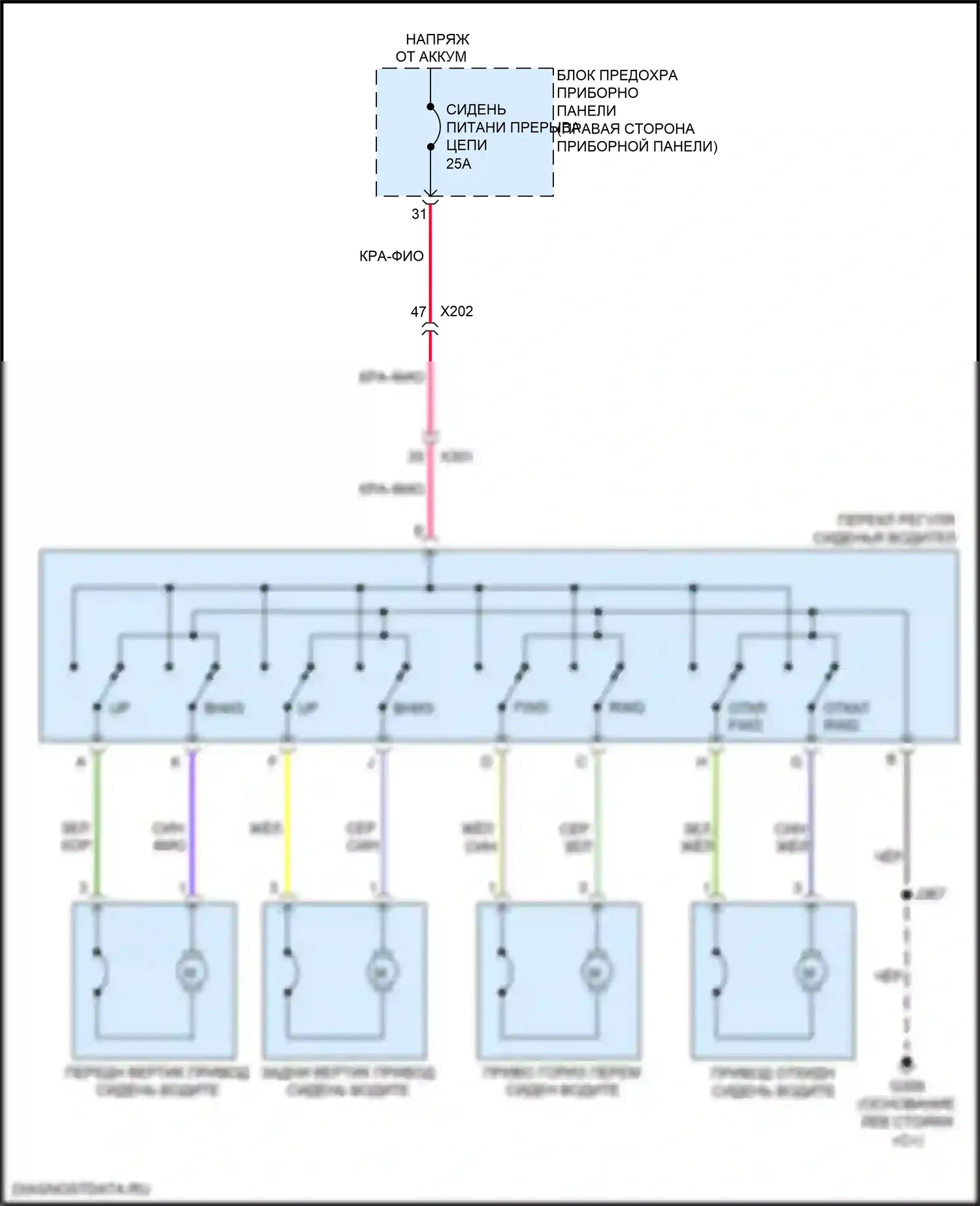 Envision Buick I (2016-2018): Питание водительского сиденья электросхема 