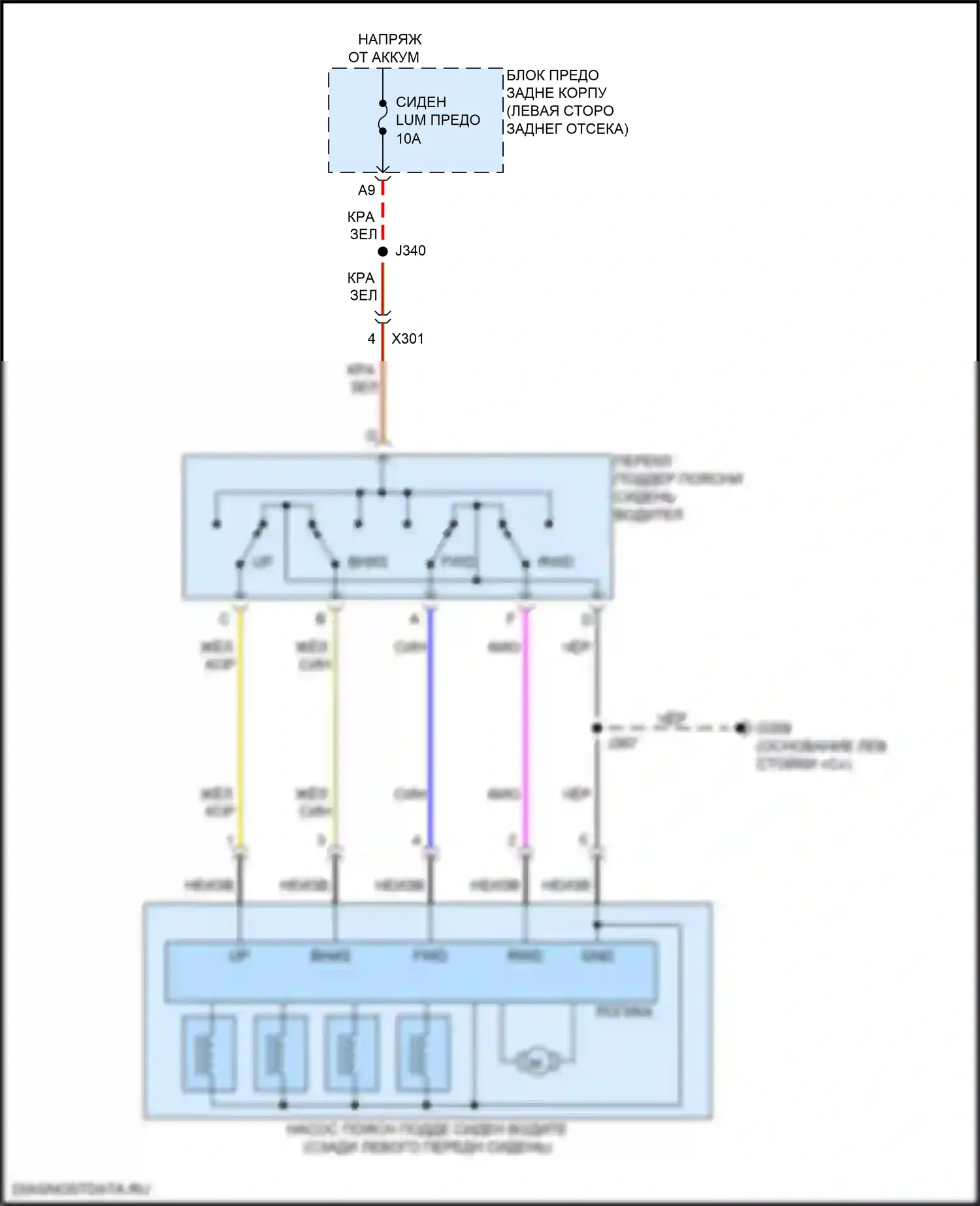 Envision Buick I (2016-2018): Поясничная электросхема водителя 