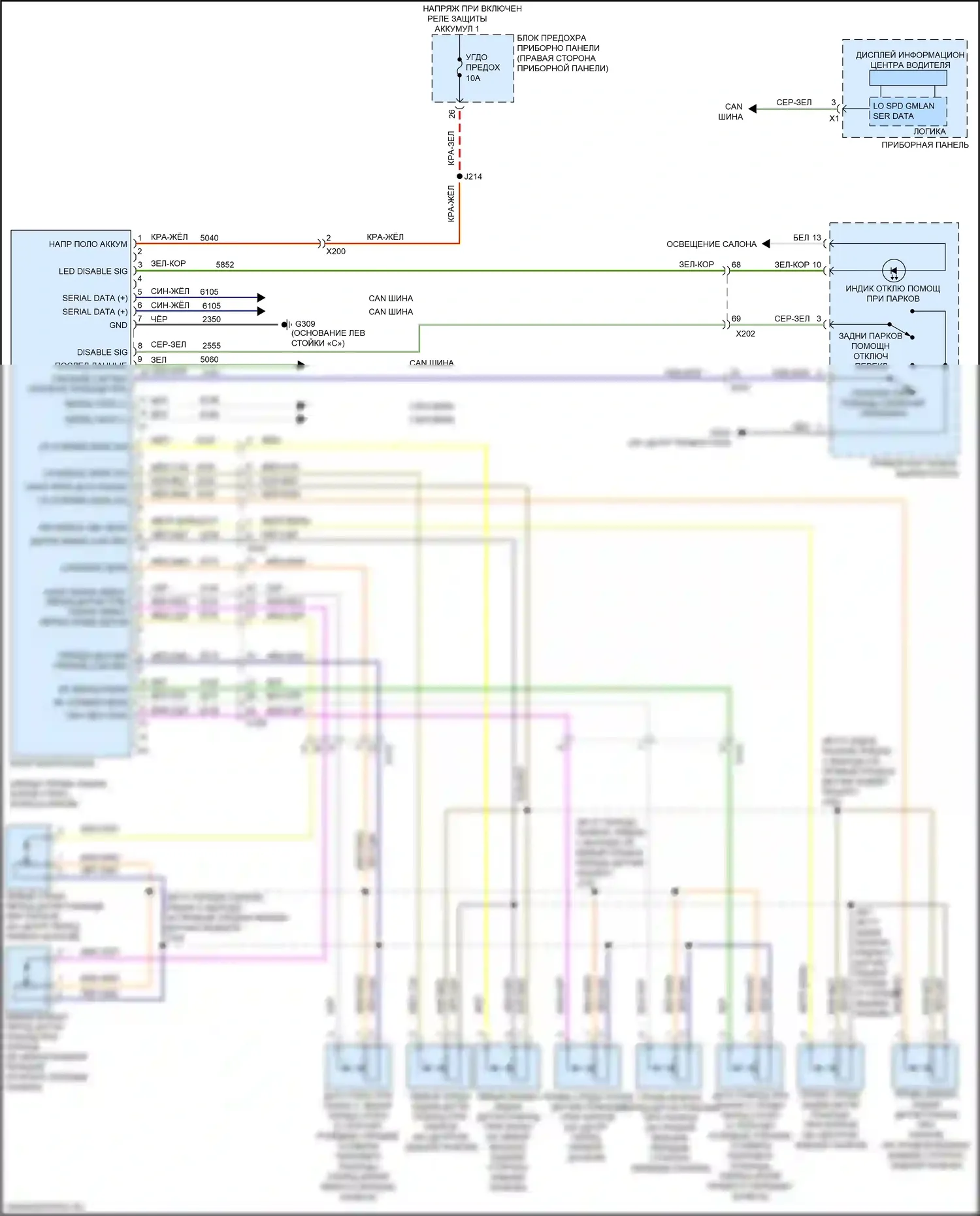 Envision Buick I (2016-2018): Электросхема парктроника 