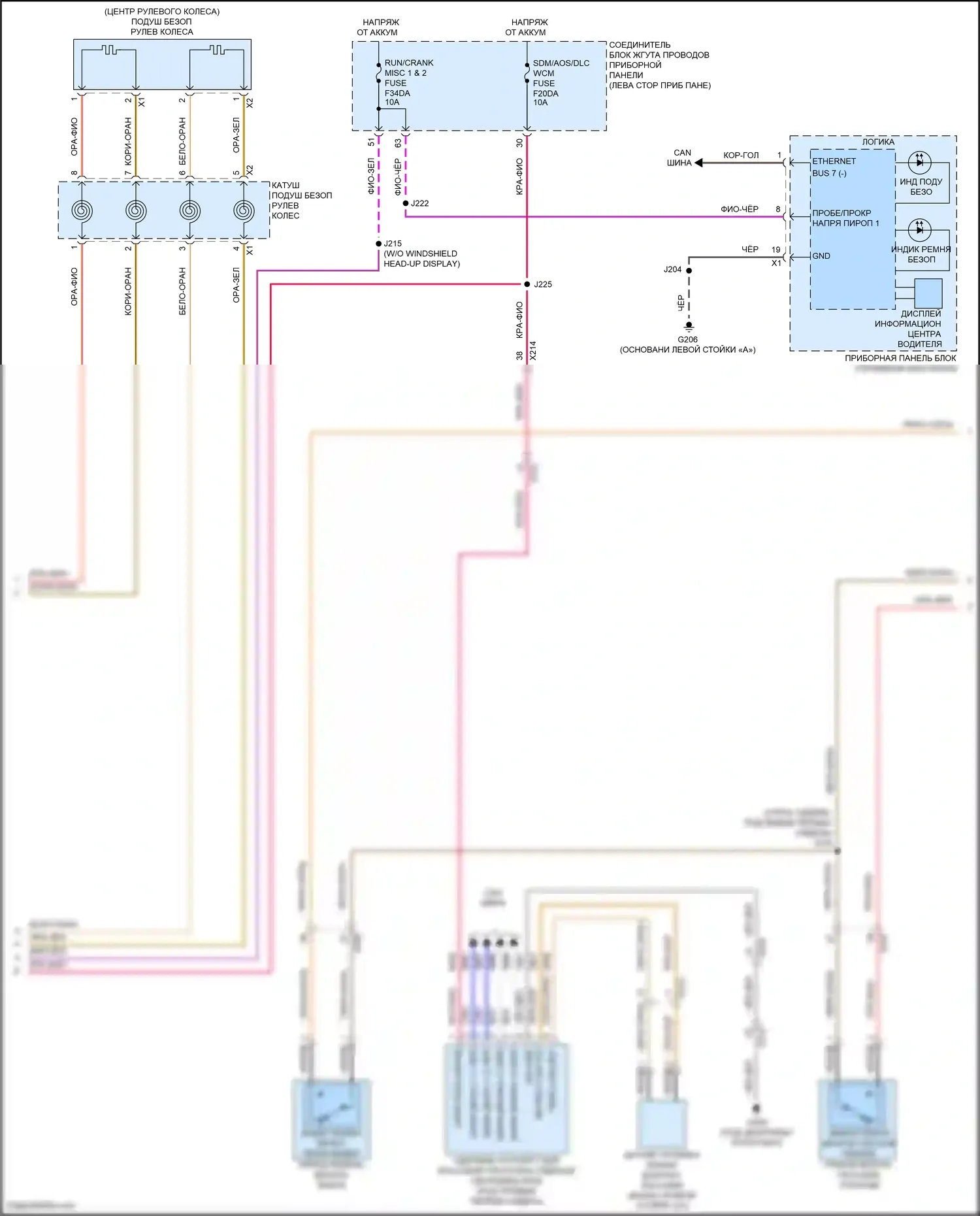 Envision Buick II (2020-2024): Электросхема подушек безопасности (2 из 3) 
