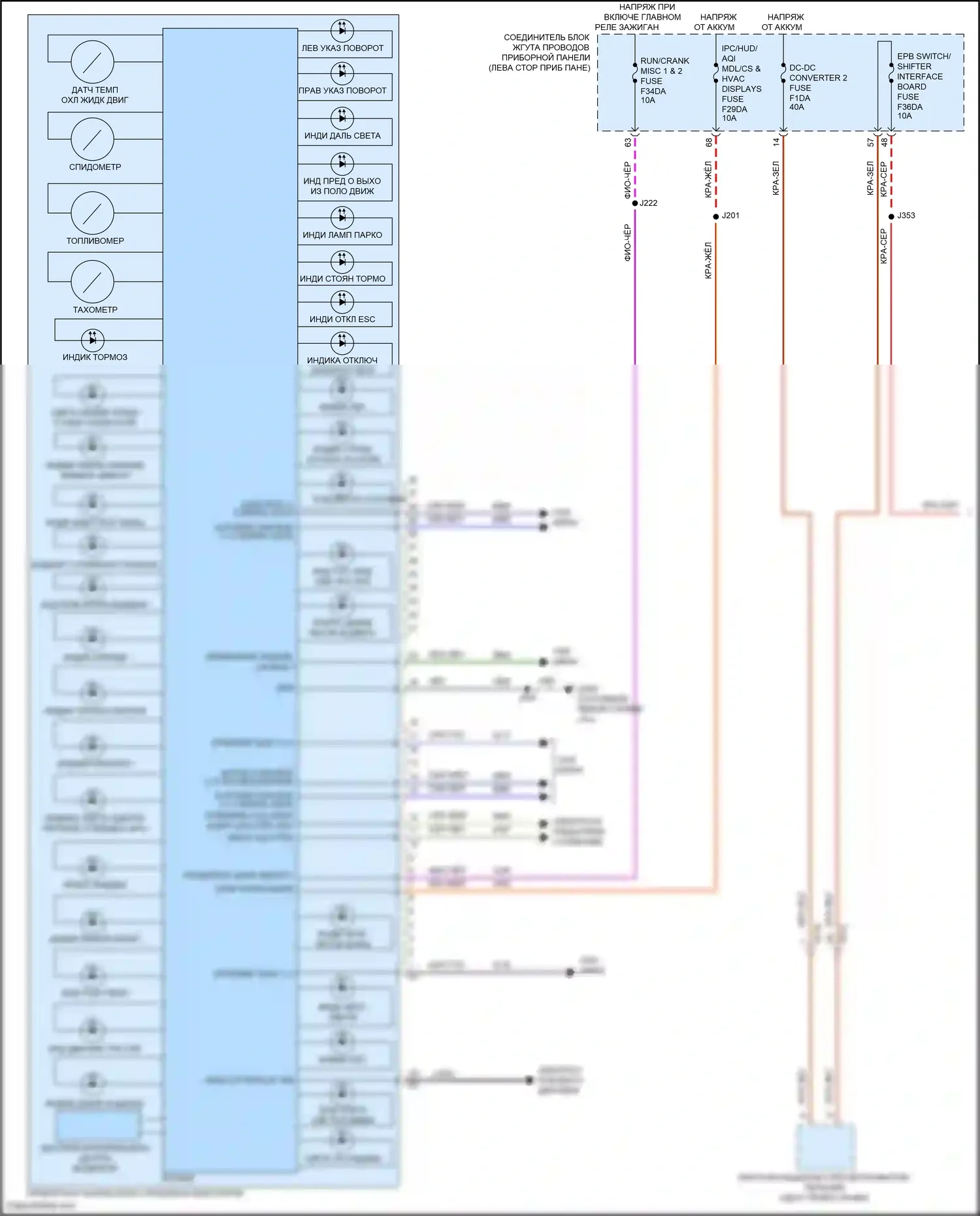 Envision Buick II (2020-2024): Электросхема приборной панели (1 из 3) 
