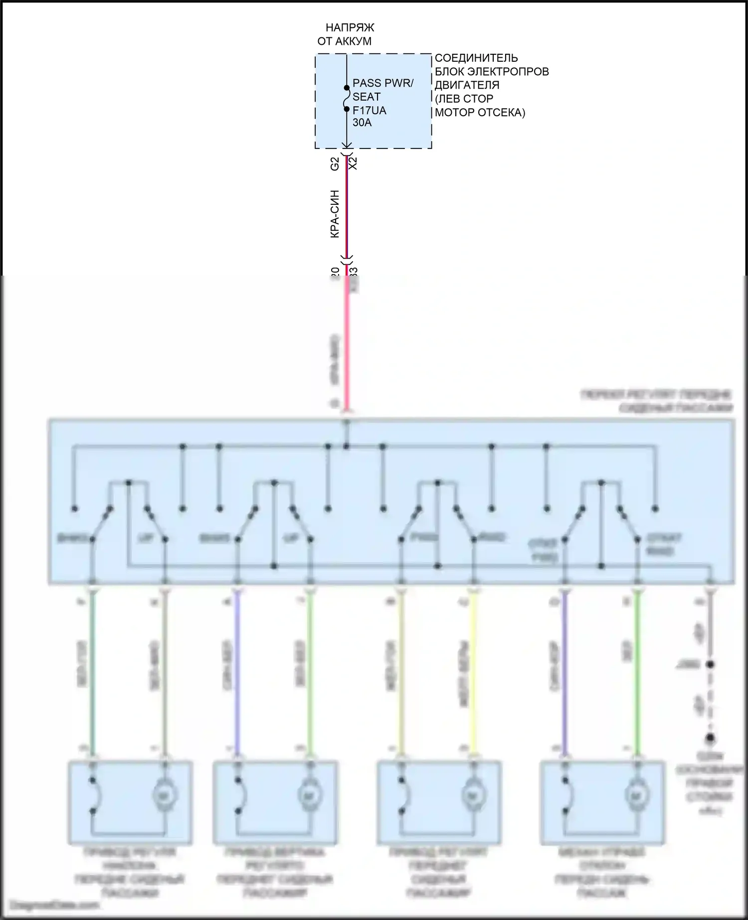 Envision Buick II (2020-2024): Электросхема сиденья питания для пассажиров 