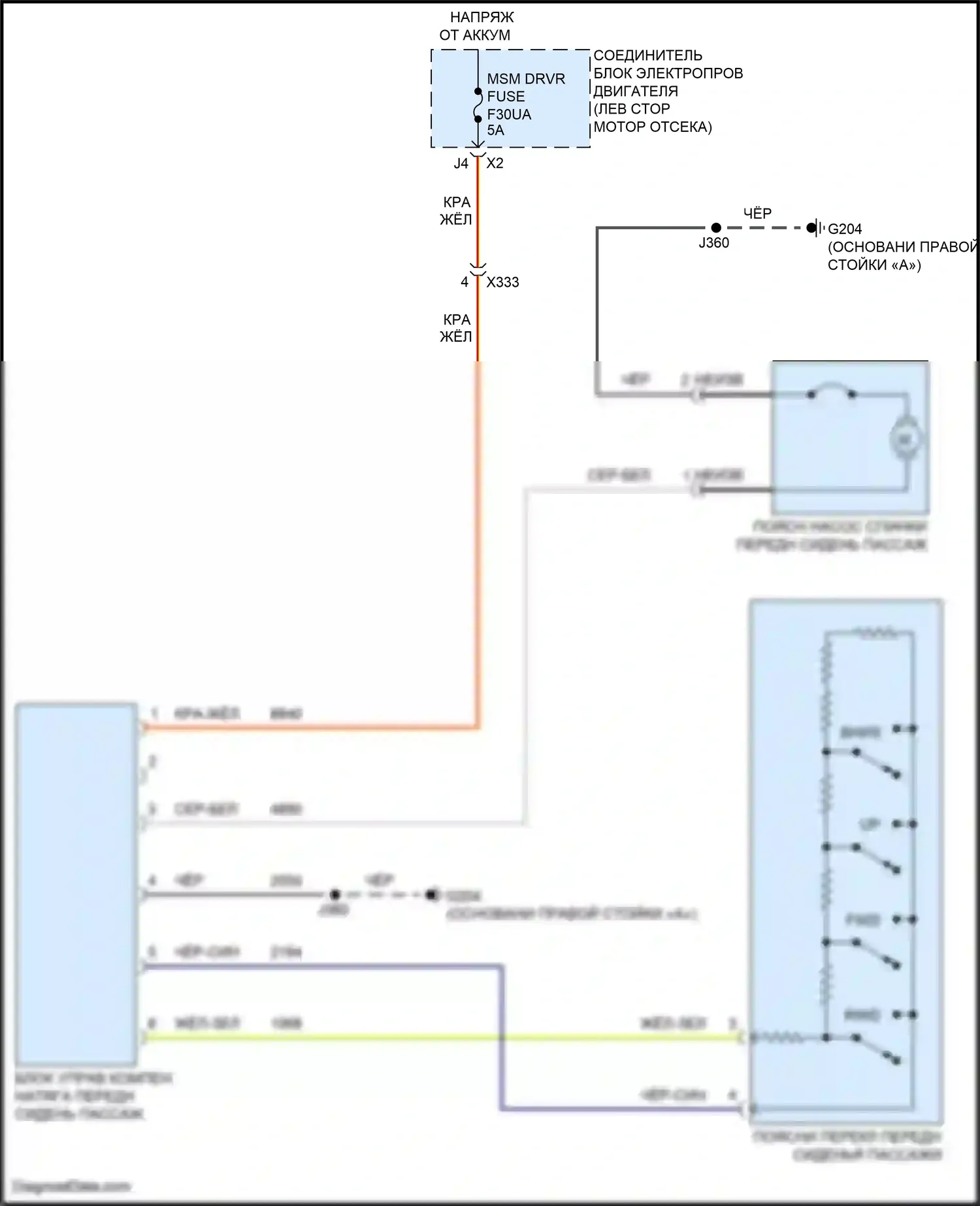 Envision Buick II (2020-2024): Поясничная электросхема пассажира 