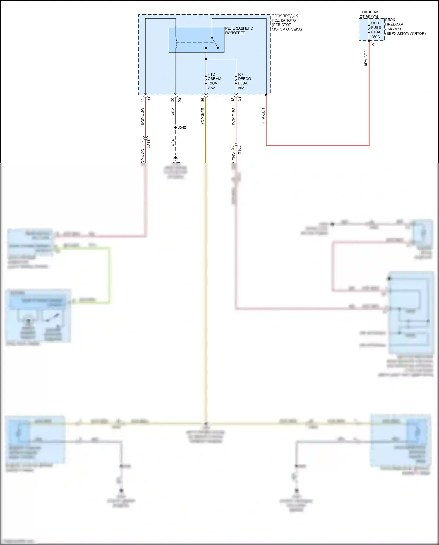 Envista Buick I (2022-2024): Электросхема подогрева стекол 