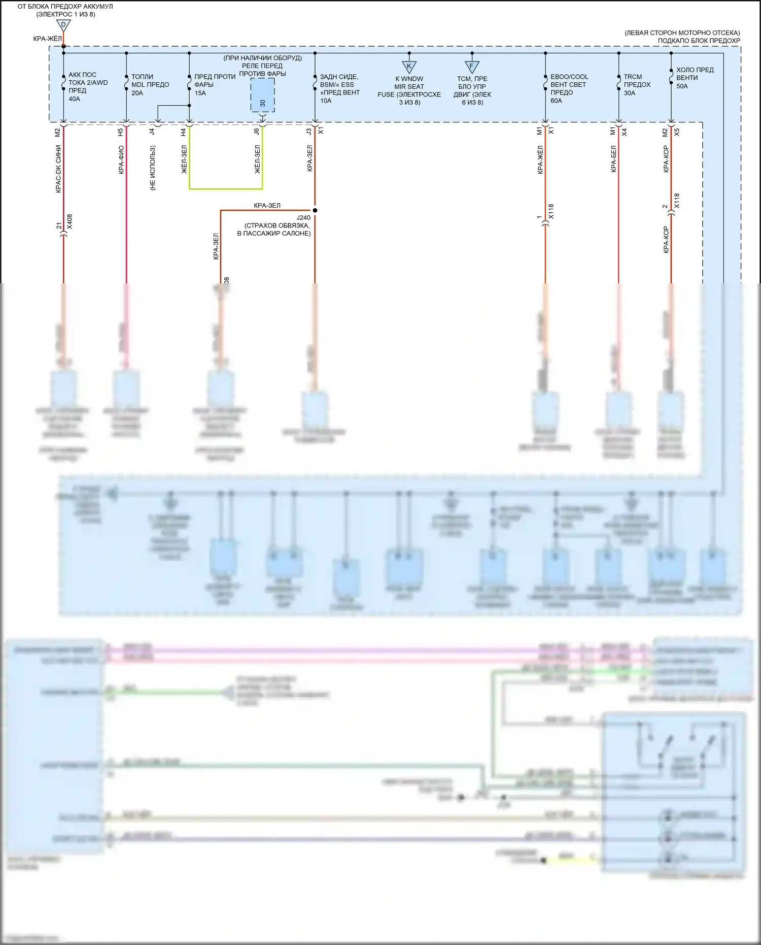 LaCrosse Buick III (2016-2019): Электросхема блока предохранителей реле (2 из 8) 