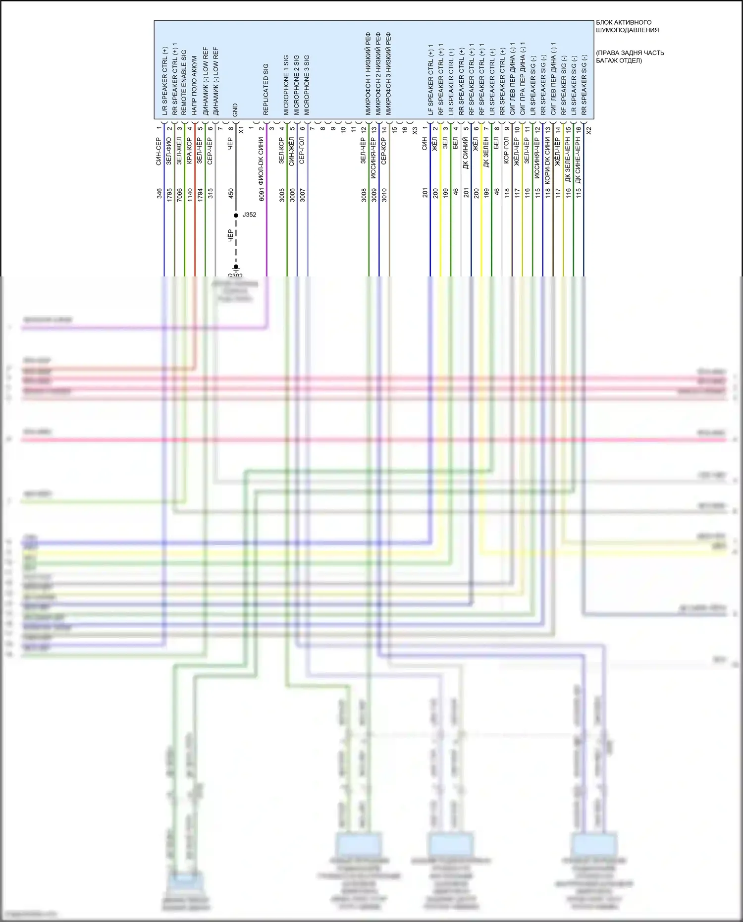 LaCrosse Buick III (2016-2019): Электросхема магнитола, с активным шумом (5 из 6) 