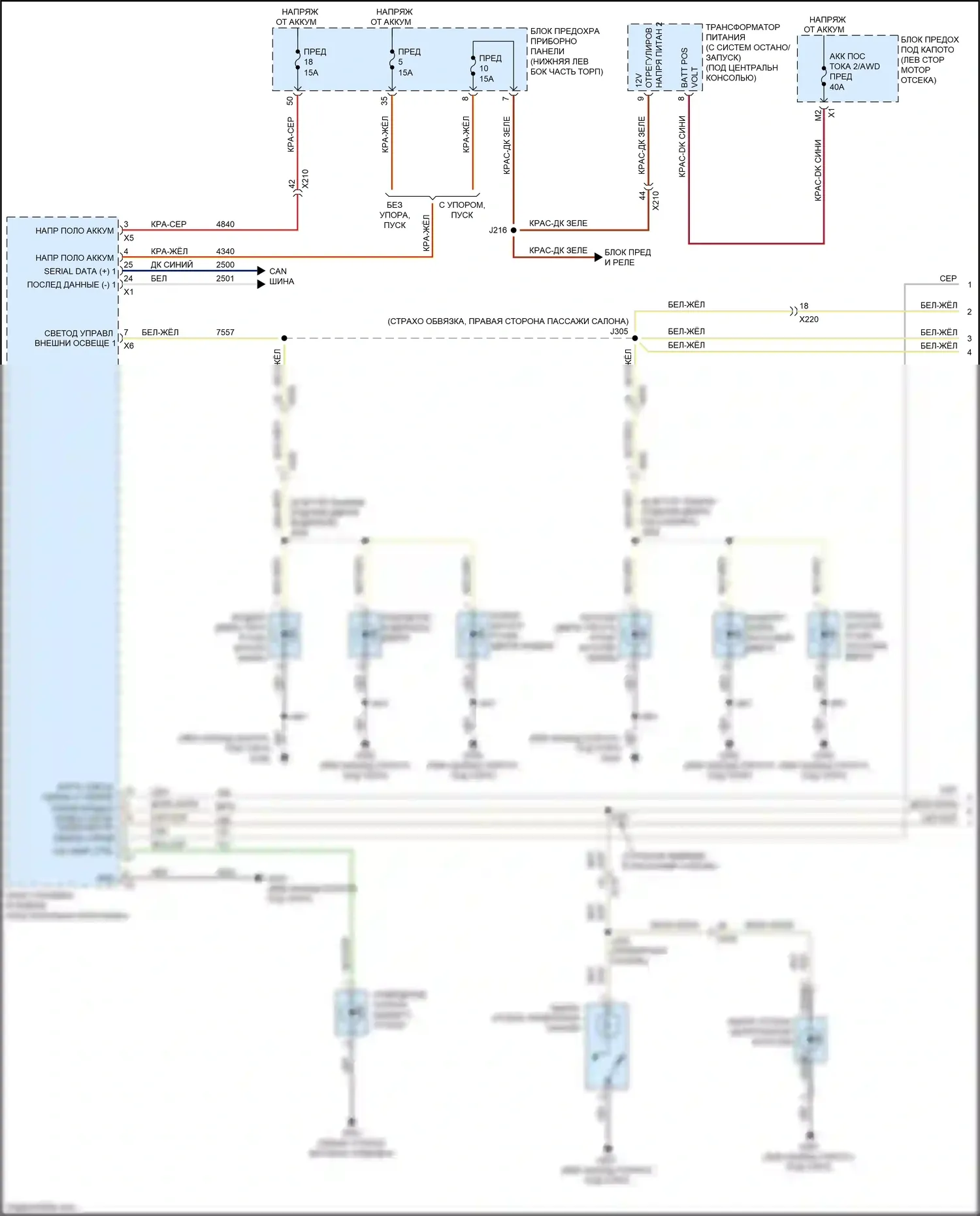 LaCrosse Buick III (2016-2019): Электросхема освещения салона (1 из 3) 
