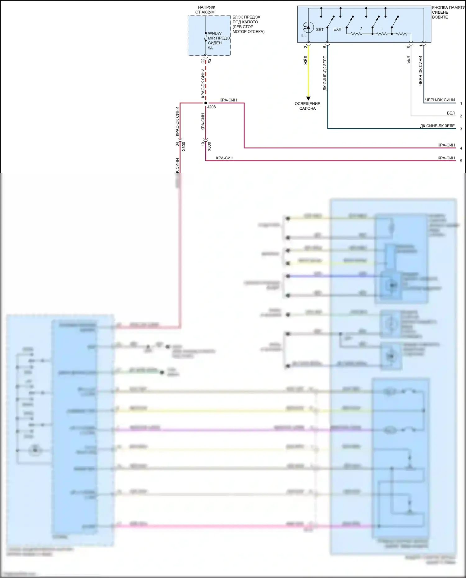 LaCrosse Buick III (2016-2019): Электросхема памяти зеркал (1 из 2) 