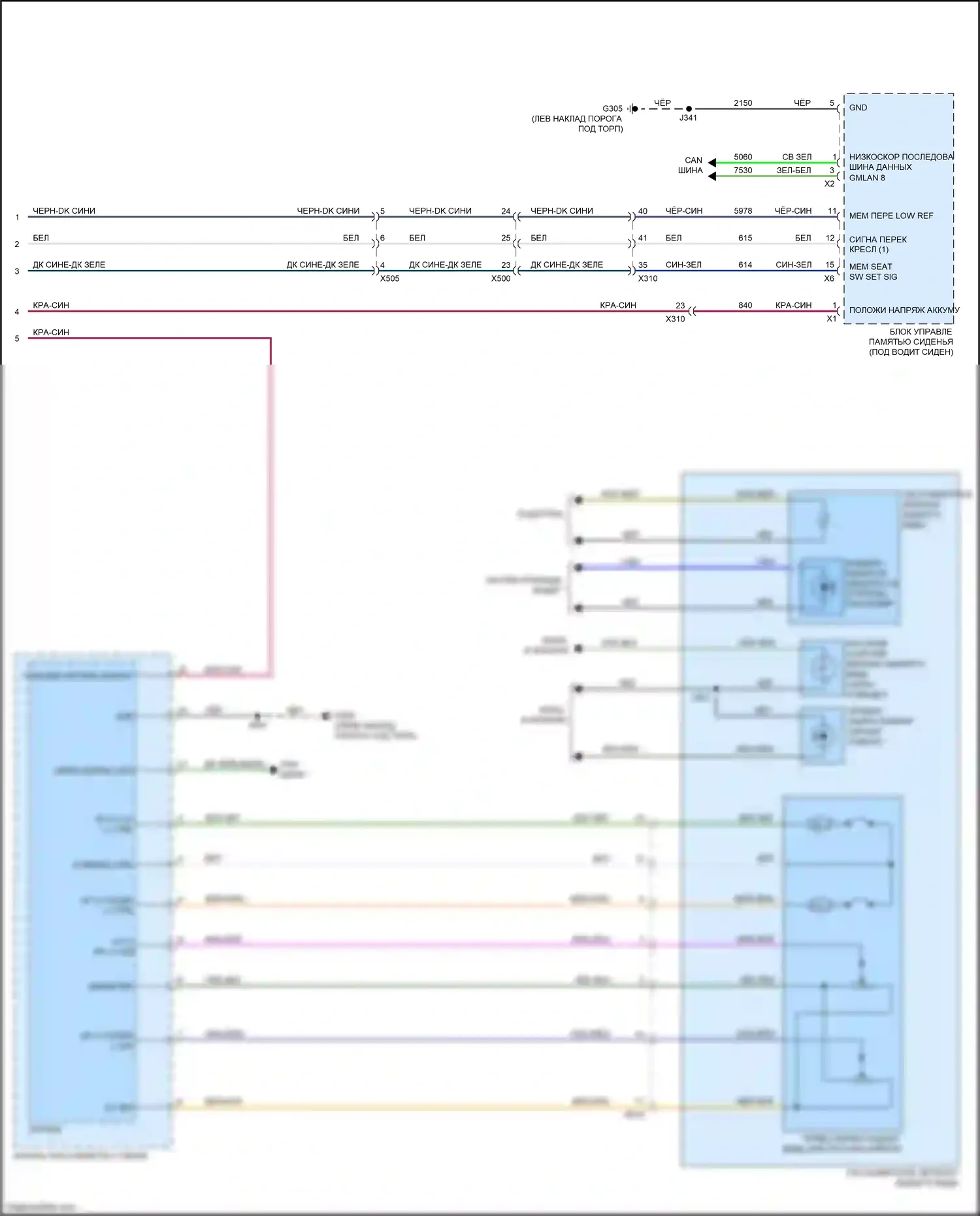 LaCrosse Buick III (2016-2019): Электросхема памяти зеркал (2 из 2) 