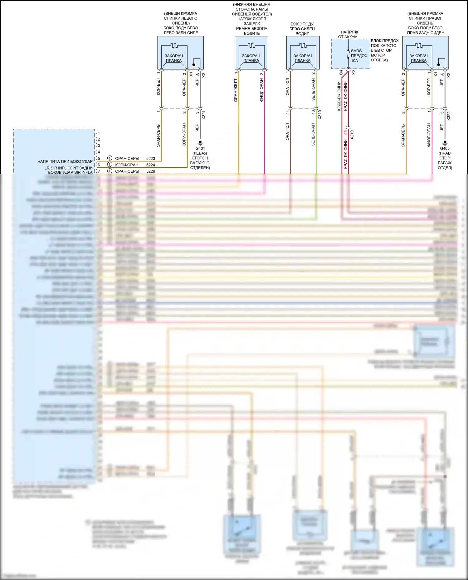 LaCrosse Buick III (2016-2019): Электросхема подушек безопасности (1 из 3) 