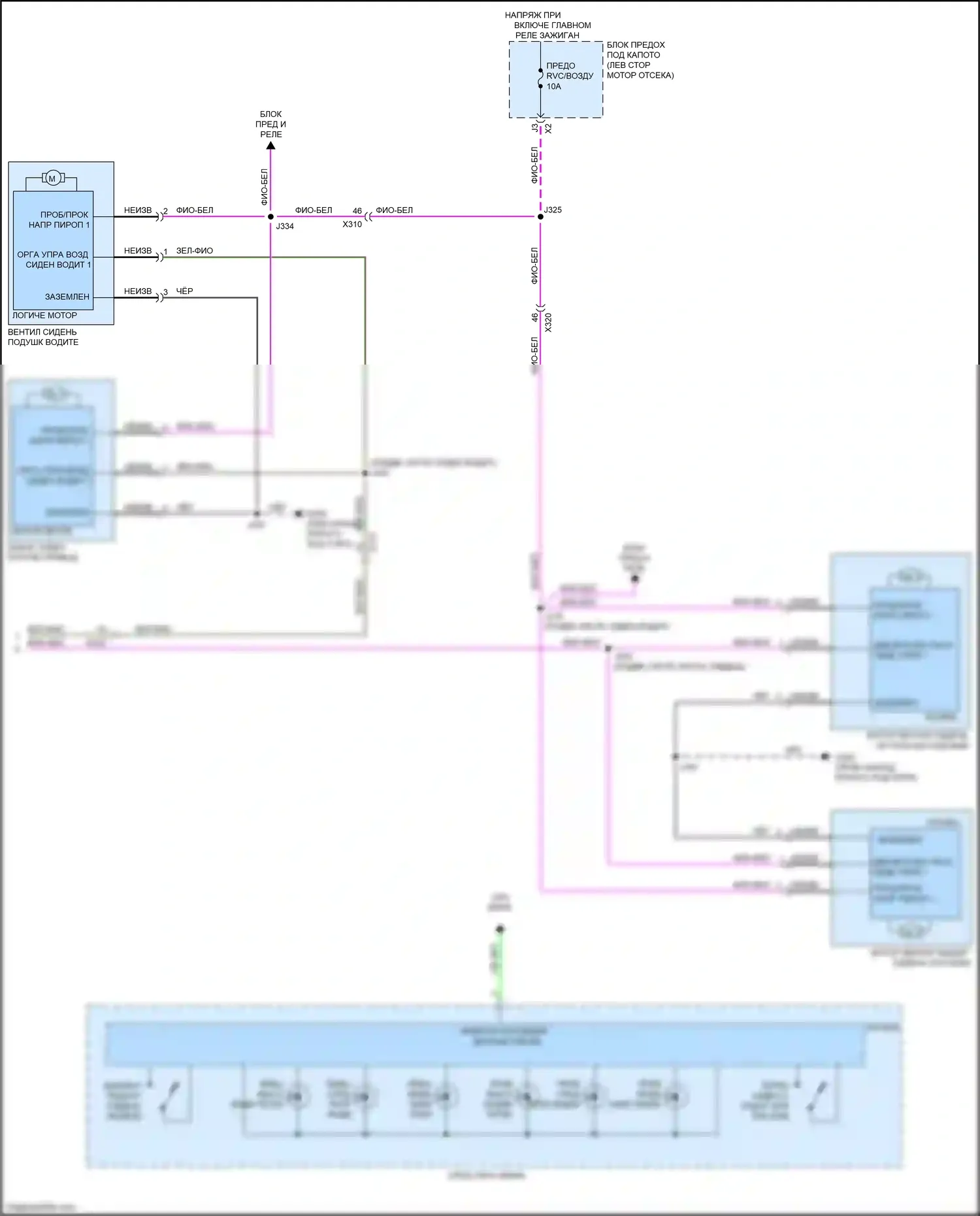 LaCrosse Buick III (2016-2019): Электросхема передних обогреваемых сидений (2 из 2) 