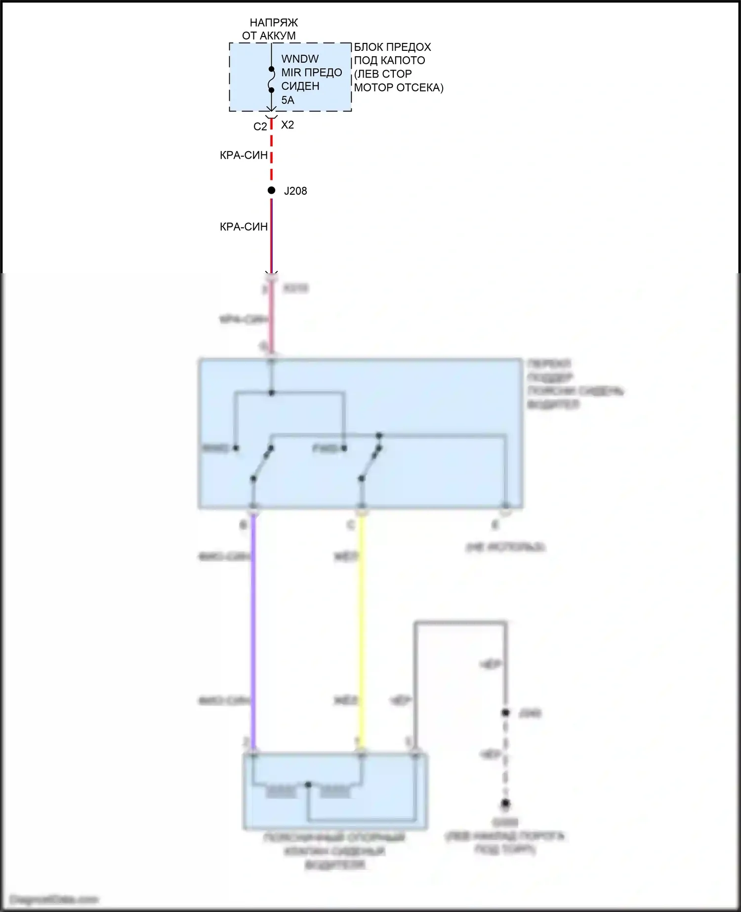 LaCrosse Buick III (2016-2019): Поясничная электросхема водителя 