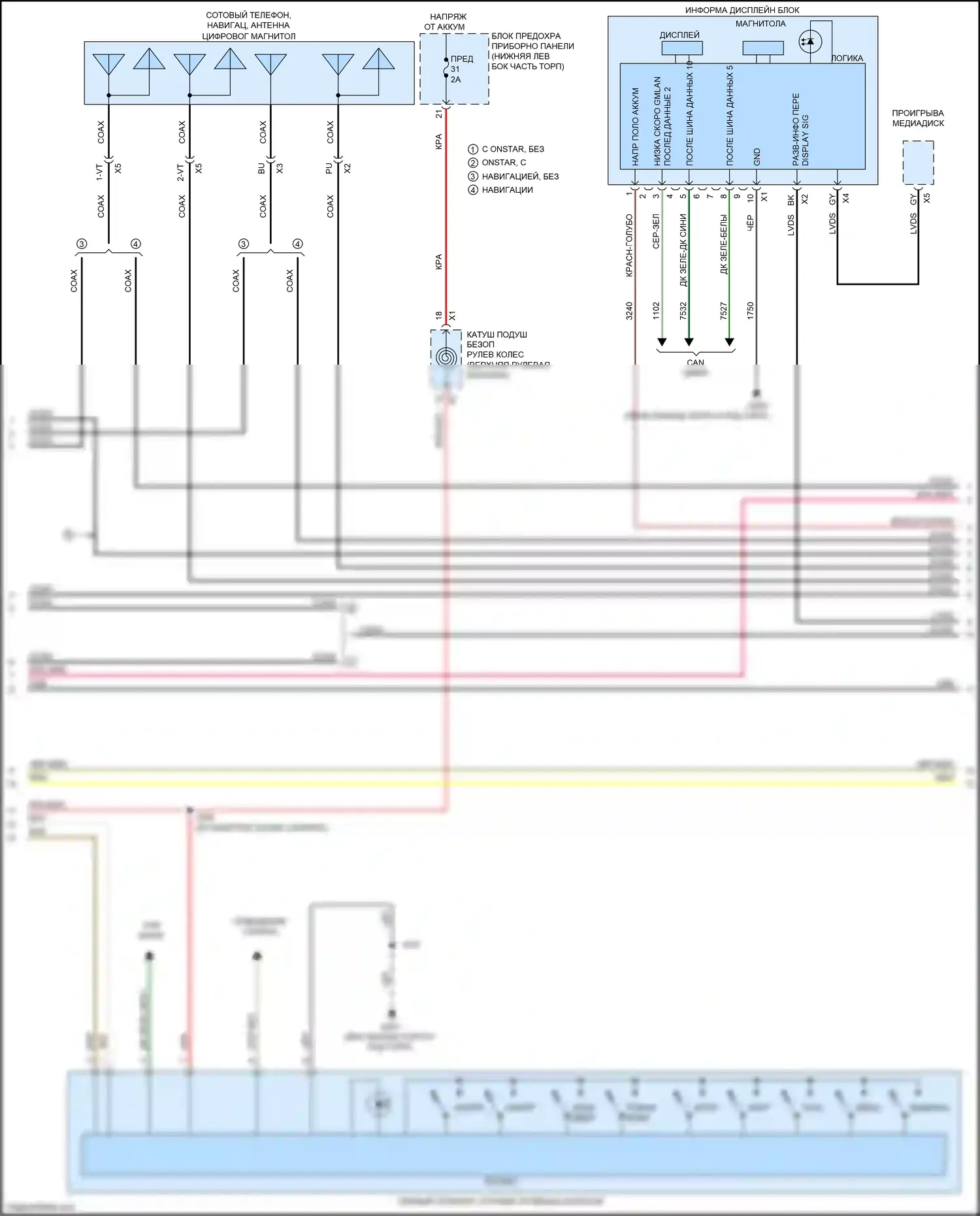 LaCrosse Buick III (2016-2019): Электросхема навигации, базовая (2 из 4) 