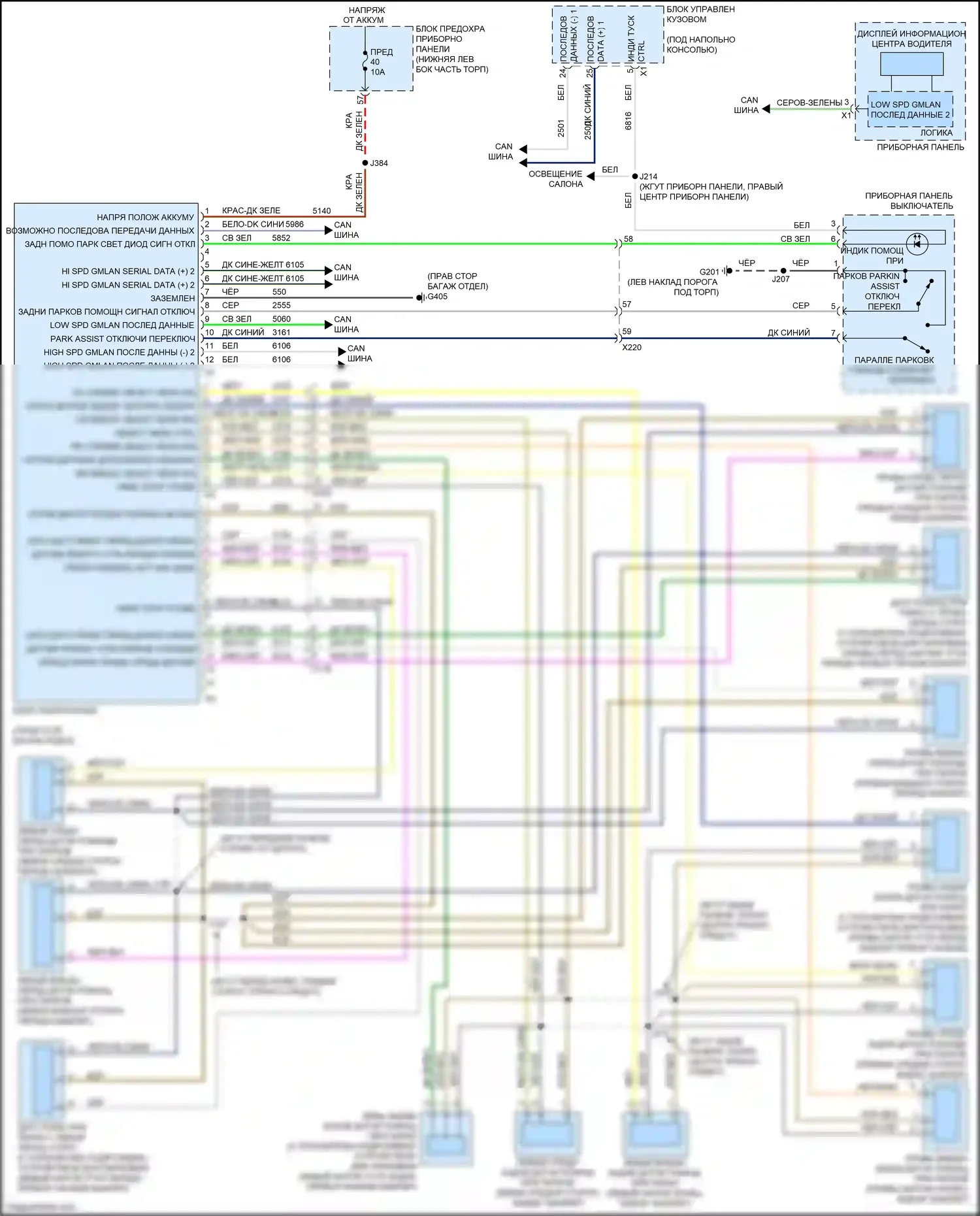 LaCrosse Buick III (2016-2019): Электросхема парктроника 