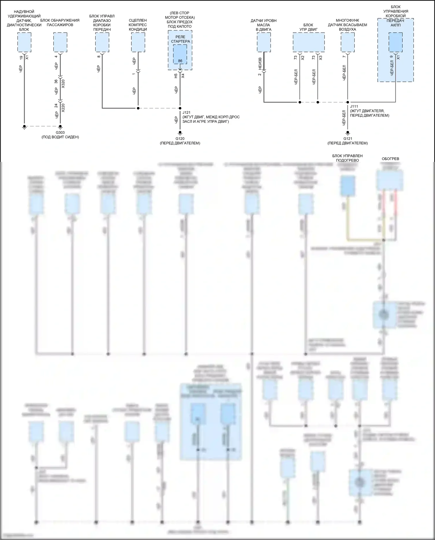 LaCrosse Buick III (2016-2019): Электросхема разводки массы (2 из 6) 