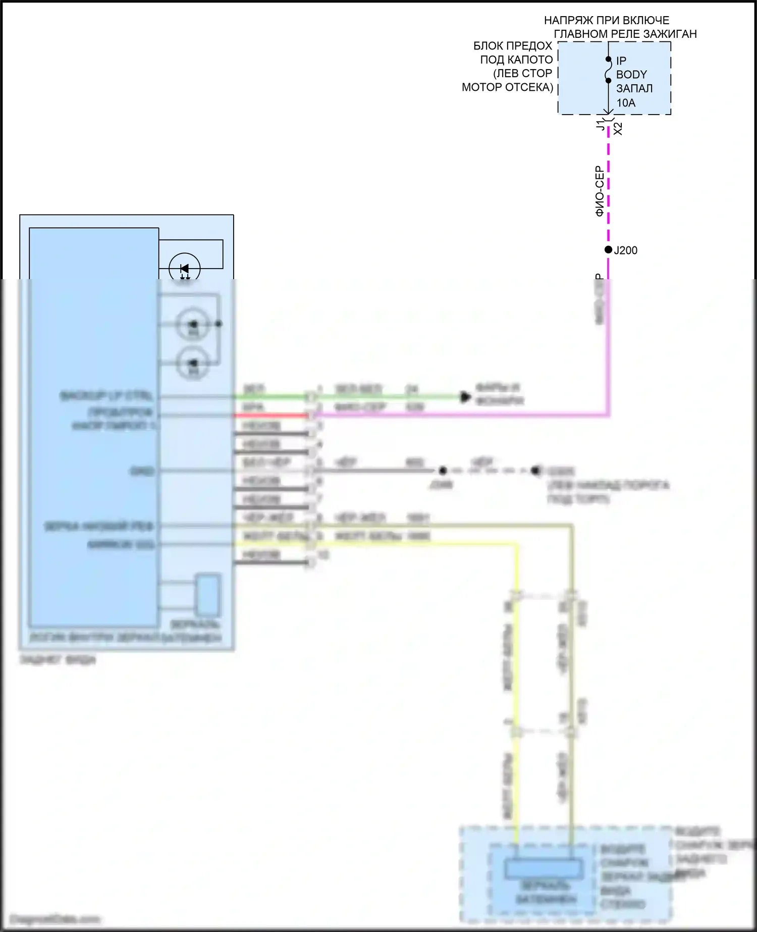 LaCrosse Buick III (2016-2019): Электросхема электрохромного зеркала 