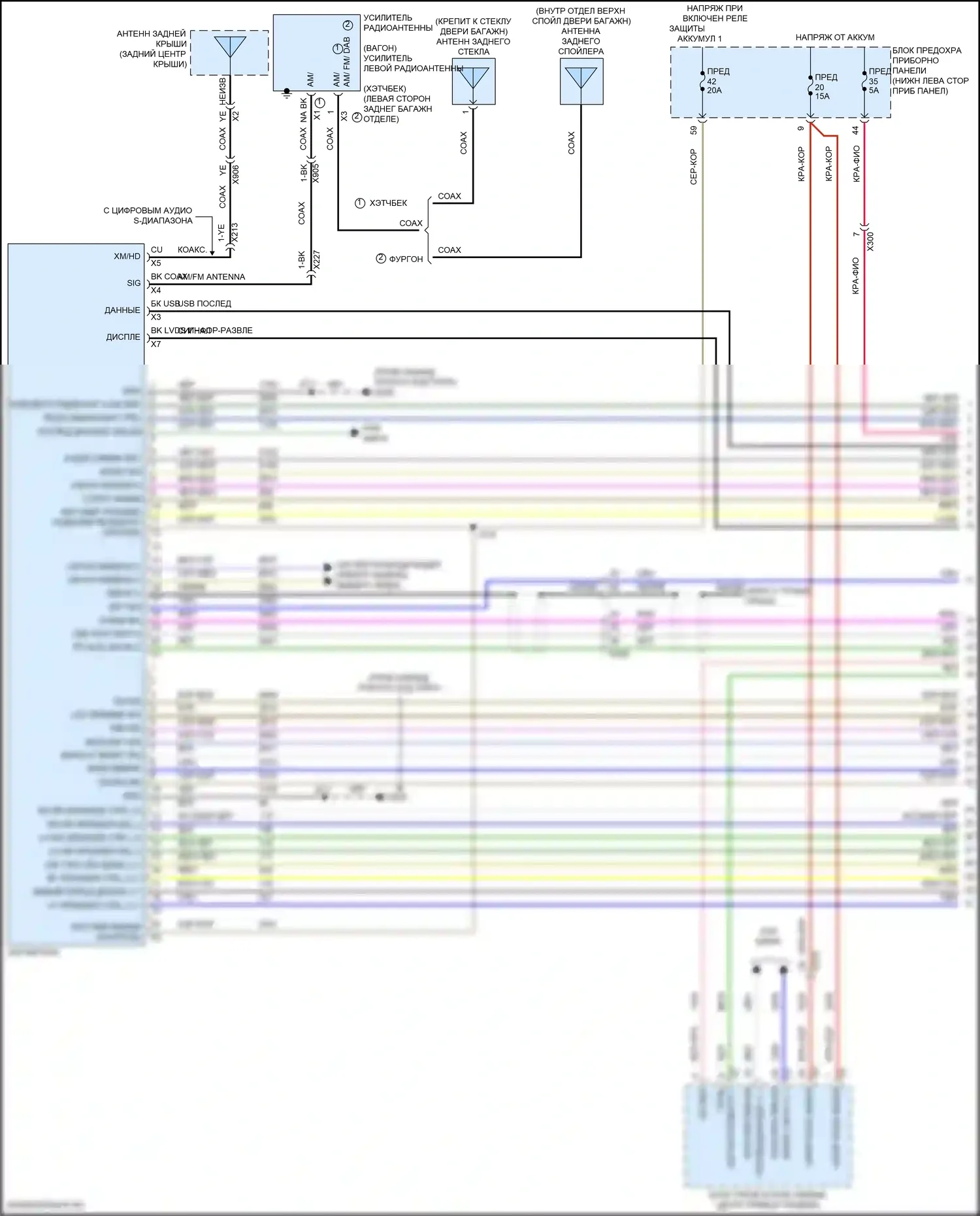 Regal Buick VI (2017-2020): Электросхема магнитолы, средний уровень (1 из 4) 