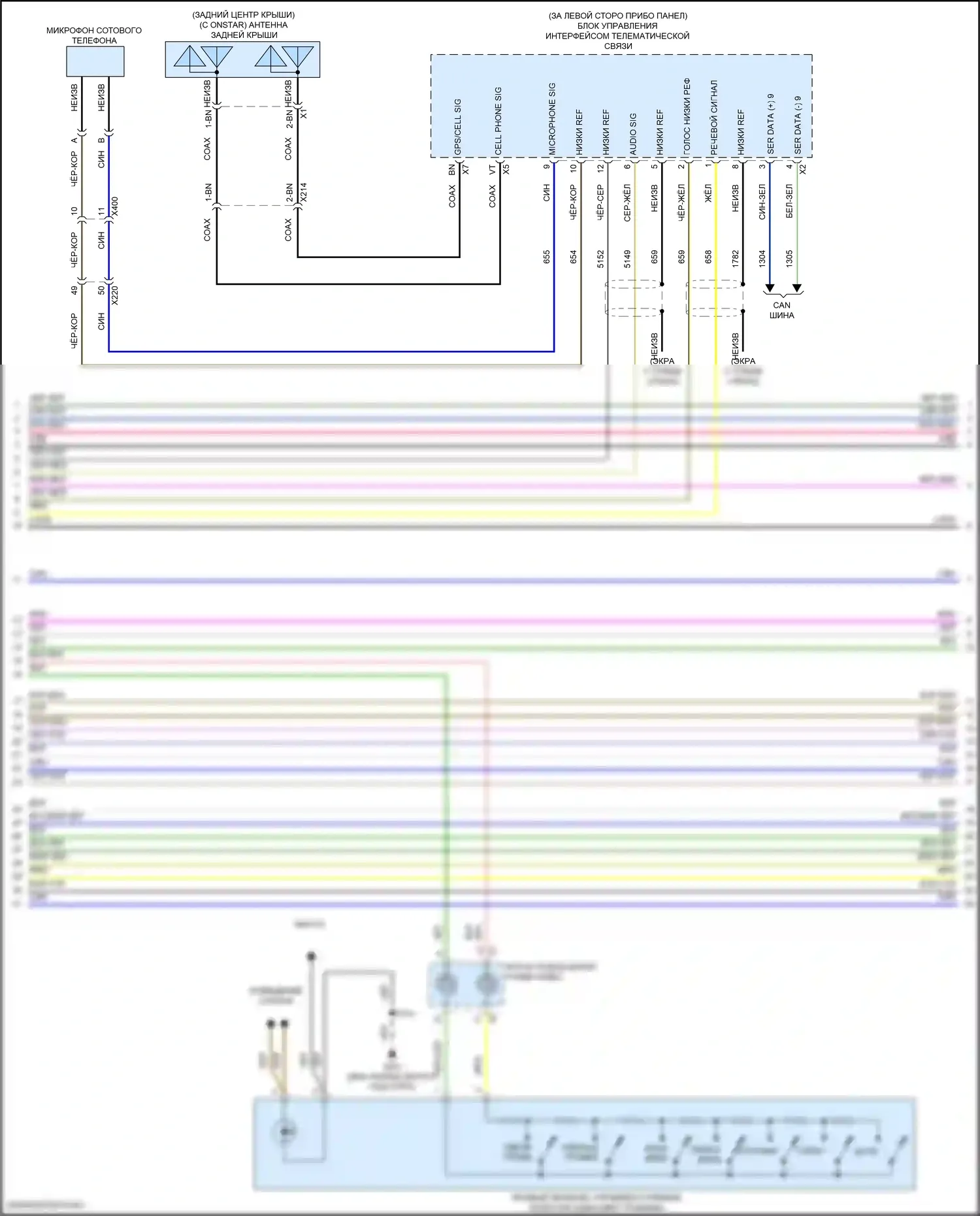 Regal Buick VI (2017-2020): Электросхема магнитолы, средний уровень (2 из 4) 