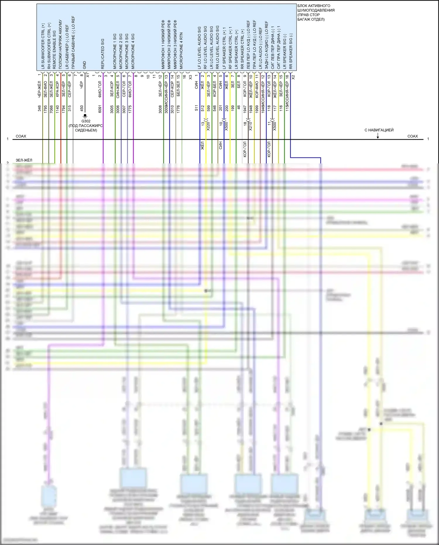 Regal Buick VI (2017-2020): Электросхема магнитолы, верхний уровень с активным шумом (4 из 5) 