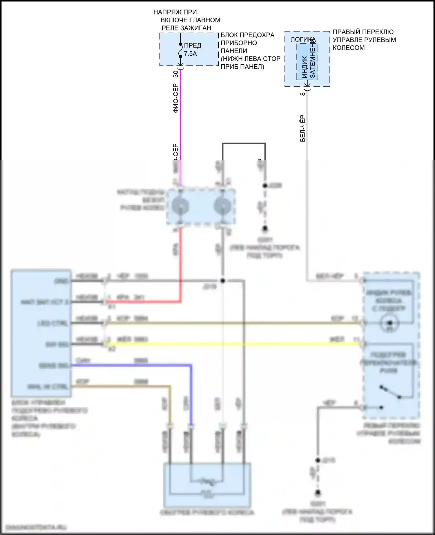 Regal Buick VI (2017-2020): Электросхема рулевого колеса с подогревом 