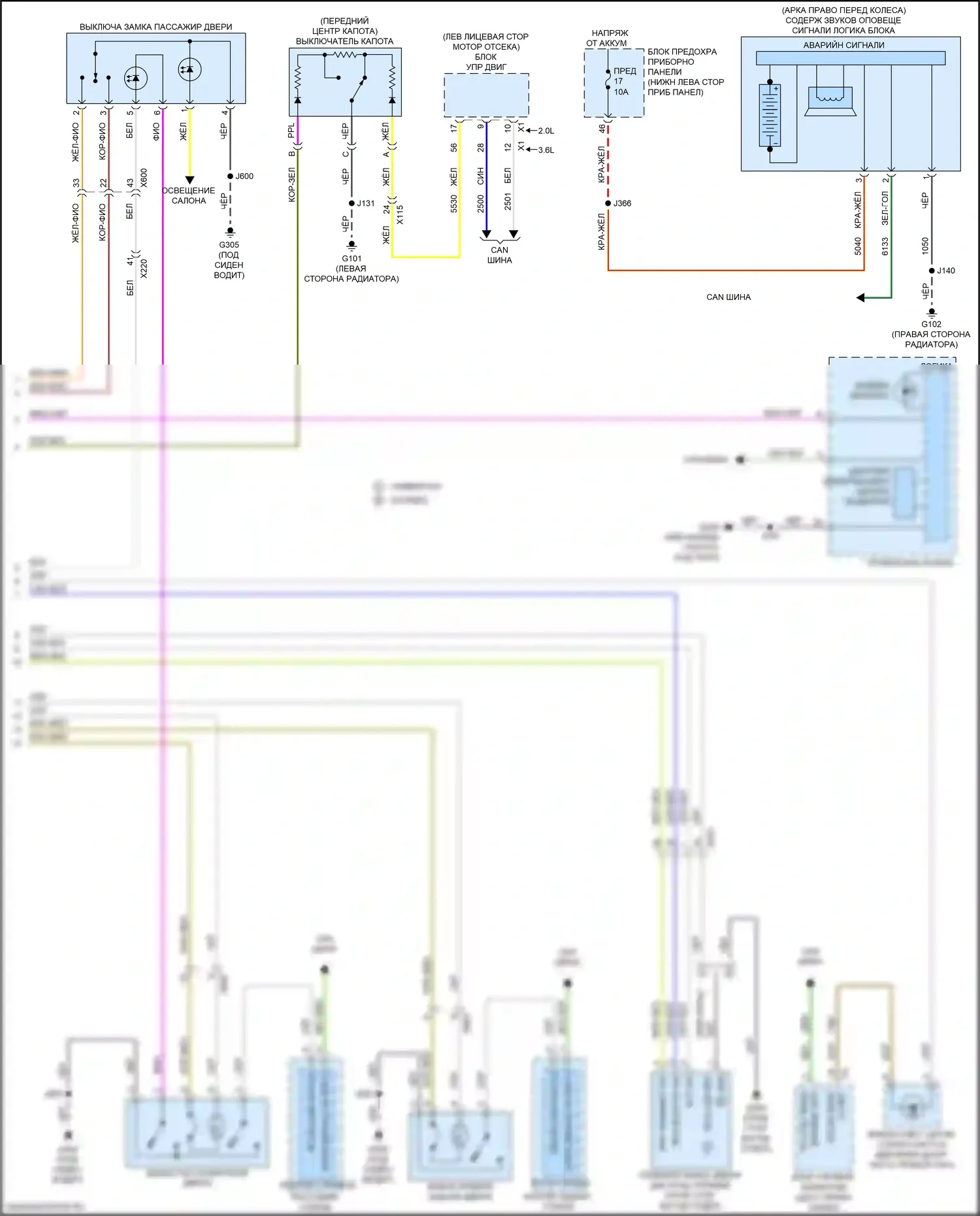 Regal Buick VI (2017-2020): Электросхема с защитой от взлома, без пассивного бесключевого ввода (2 из 2) 