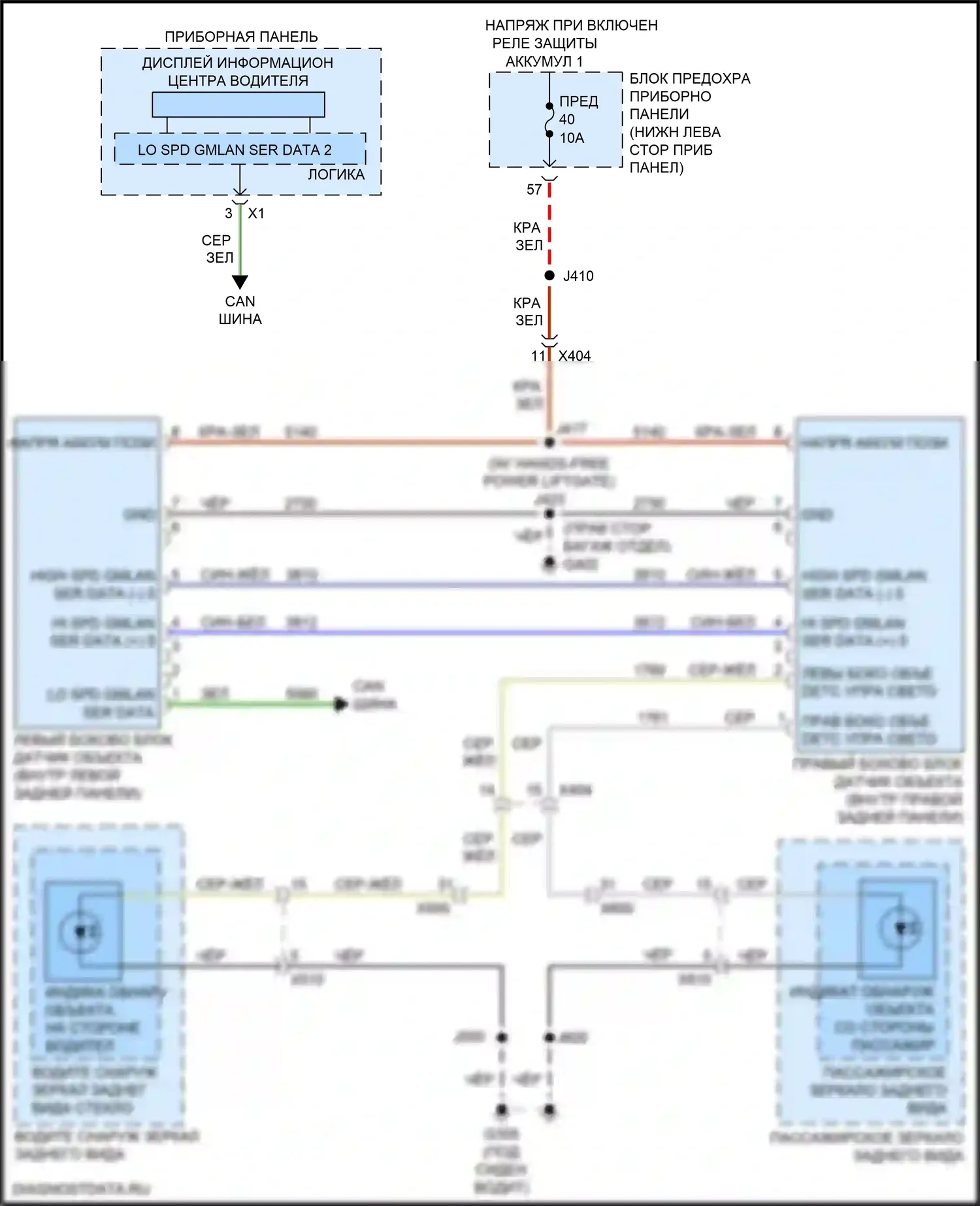 Regal Buick VI (2017-2020): Электросхема мониторинга в слепой зоне 