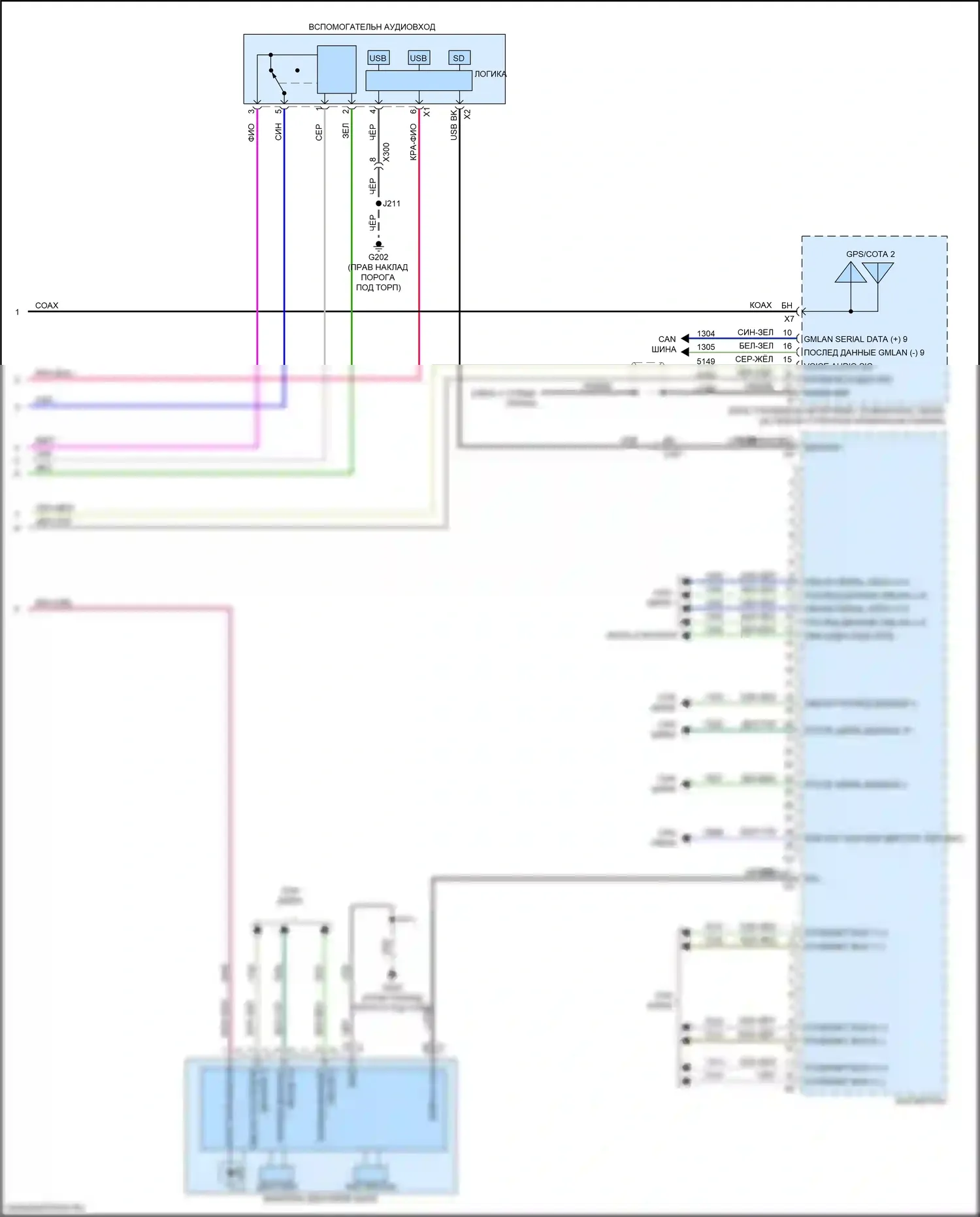 Regal Buick VI (2017-2020): Электросхема навигации, средний/высокий уровень без активных шумов, с усилителем (5 из 5) 