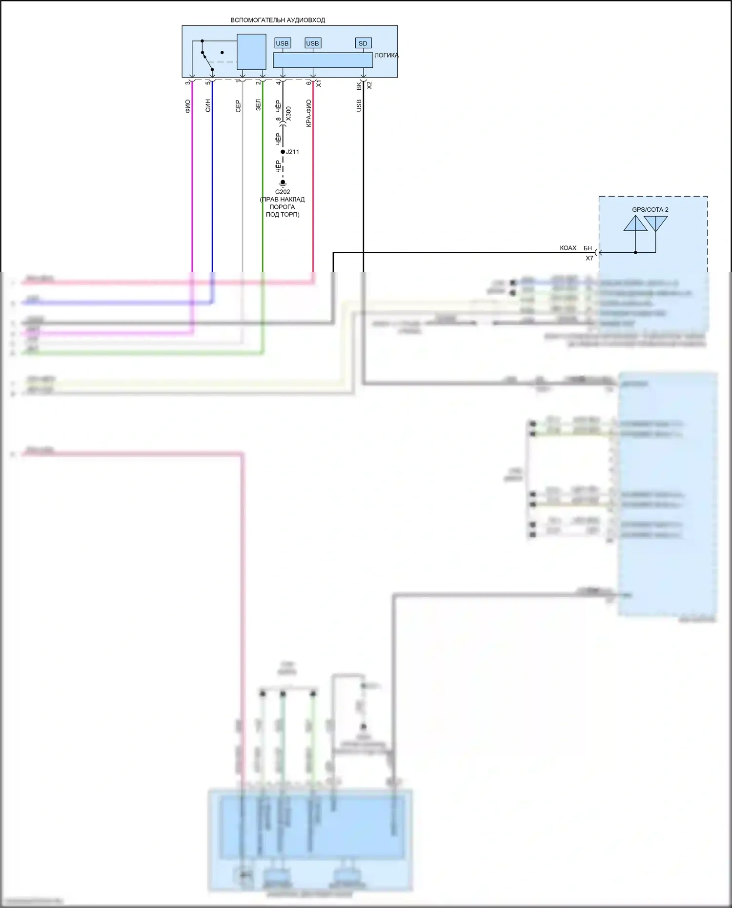 Regal Buick VI (2017-2020): Электросхема навигационной проводки, средний/высокий уровень без активных шумов и усилителя (4 из 4) 
