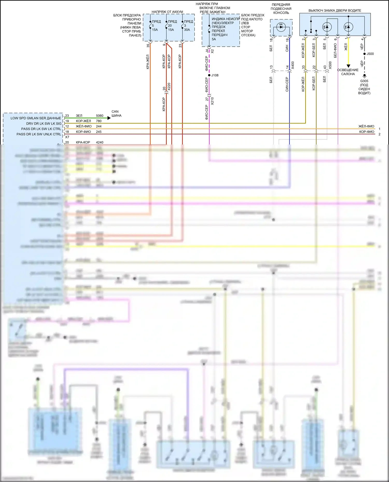 Regal Buick VI (2017-2020): Электросхема центрального замка, с пассивным бесключевым доступом (1 из 3) 