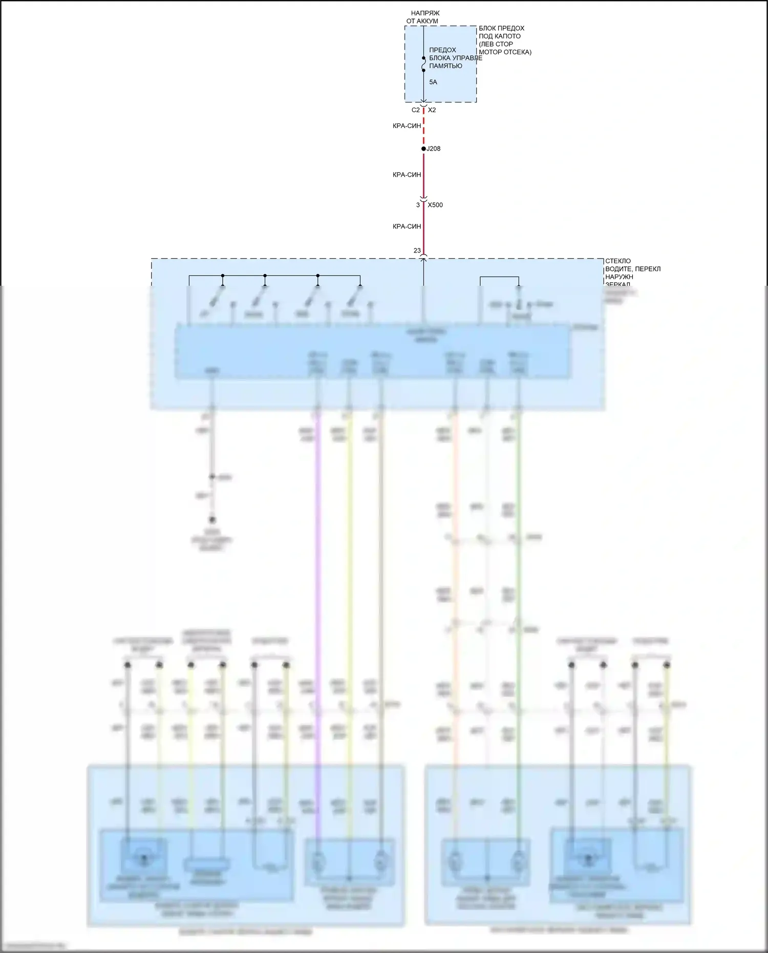 Regal Buick VI (2017-2020): Электросхема управления зеркалами заднего вида 
