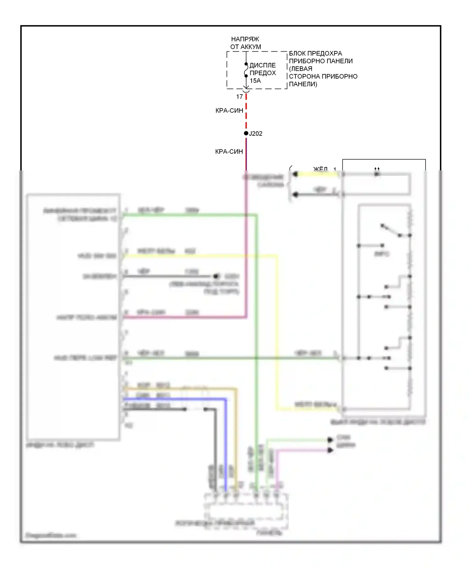 ATS Cadillac I (2012-2014): Электросхема лобового дисплея 