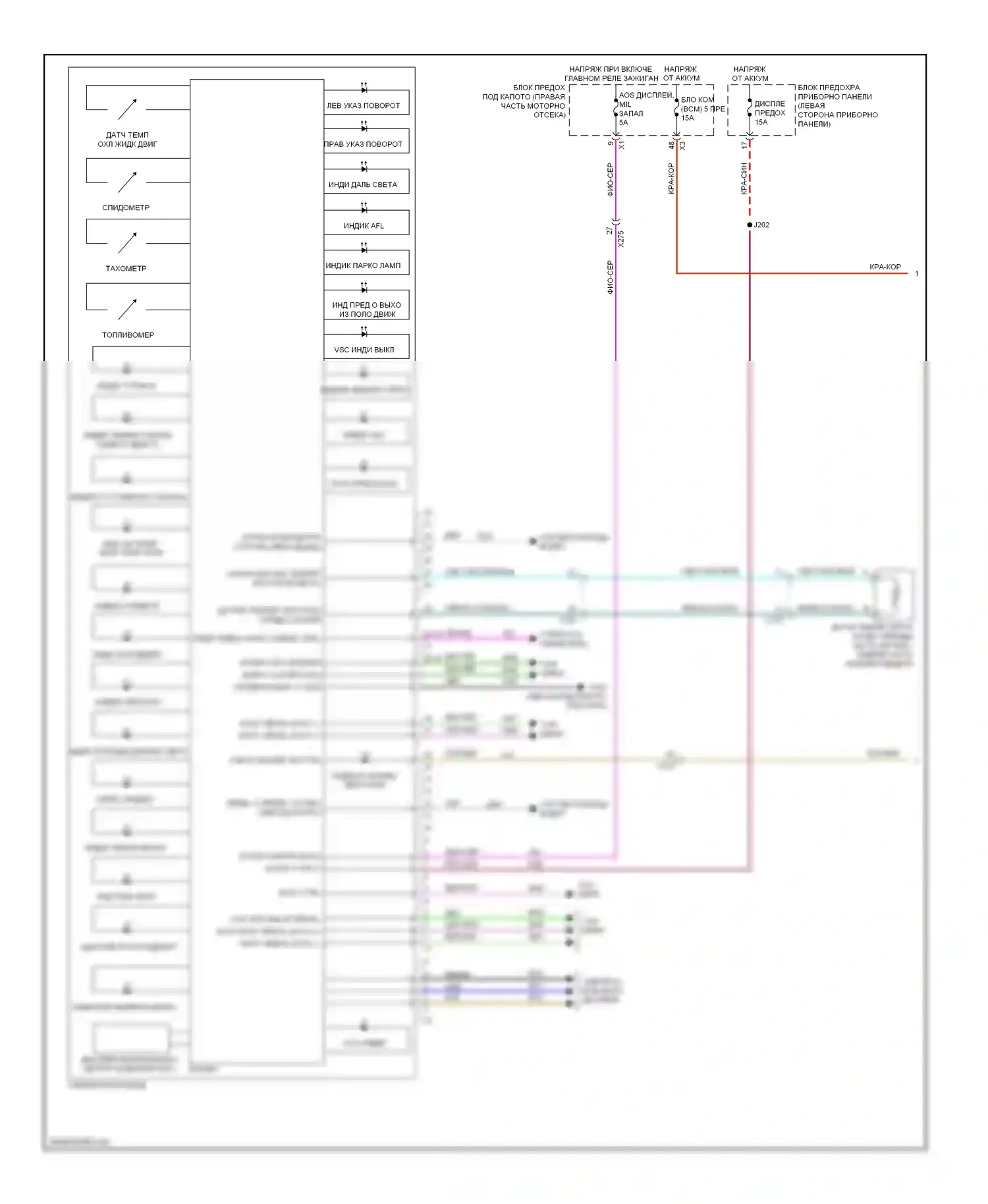 ATS Cadillac I (2012-2014): Электросхема приборной панели (1 из 3) 