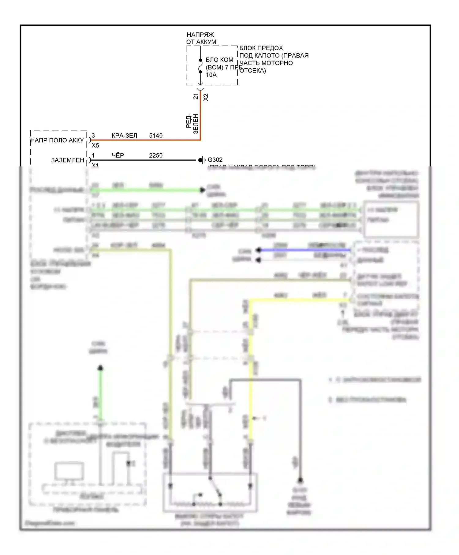 ATS Cadillac I (2012-2014): Электросхема пассажирского ключа 