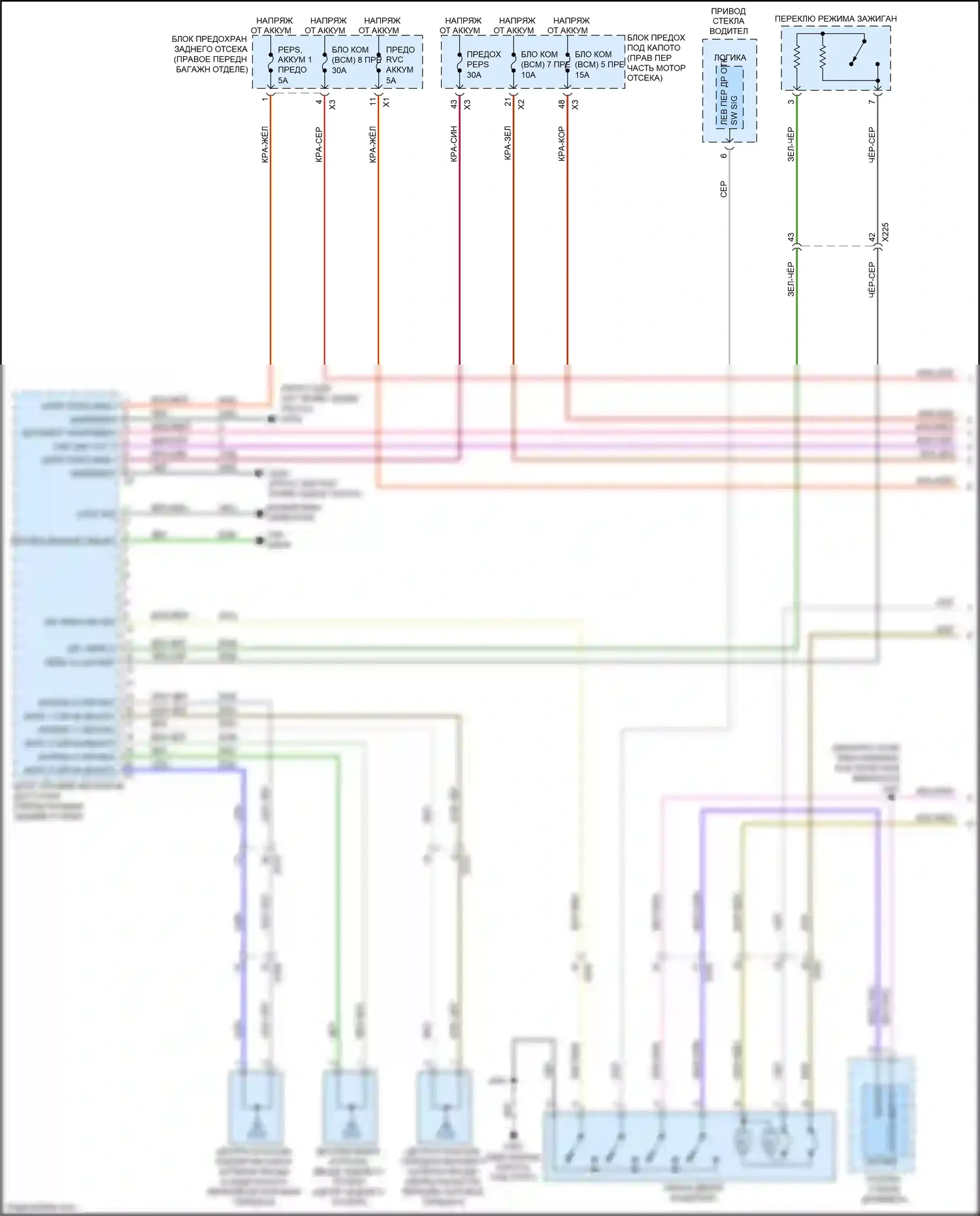 ATS Cadillac I (2012-2014): Электросхема центрального замка, с пассивным бесключевым доступом (1 из 4) 