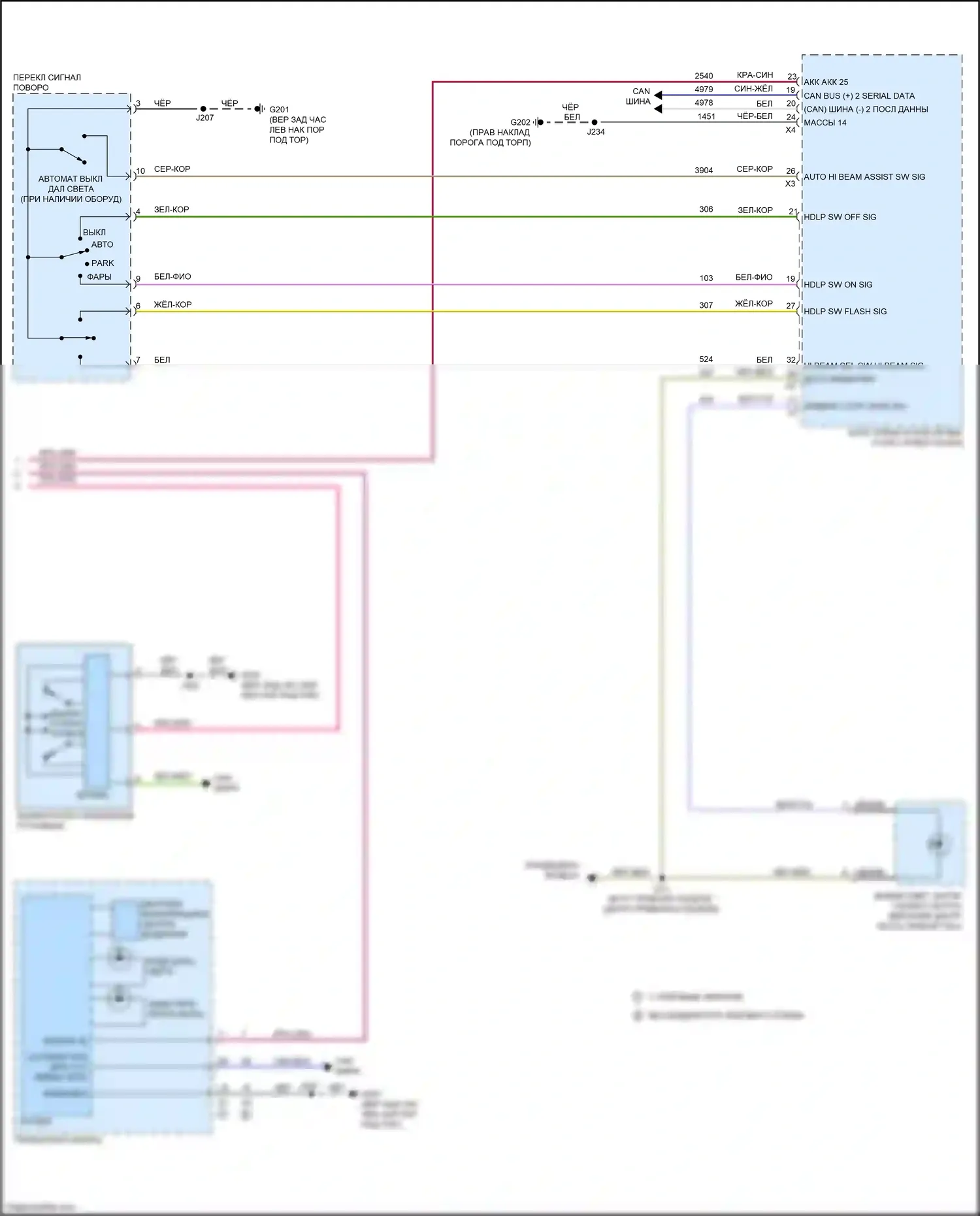 CT4-V Cadillac I (2019-2024): Электросхема фар (2 из 2) 