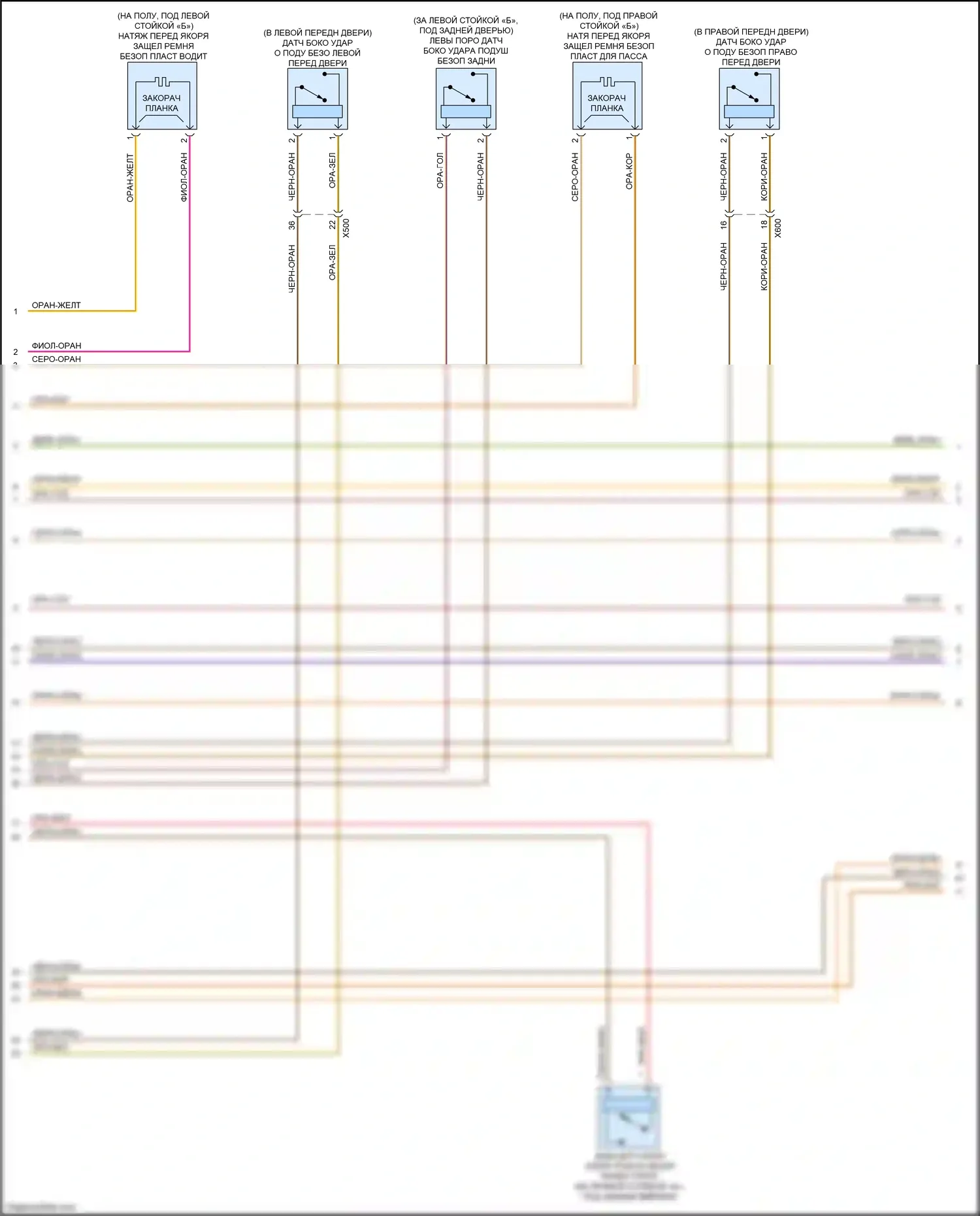 CT4-V Cadillac I (2019-2024): Электросхема подушек безопасности (2 из 4) 