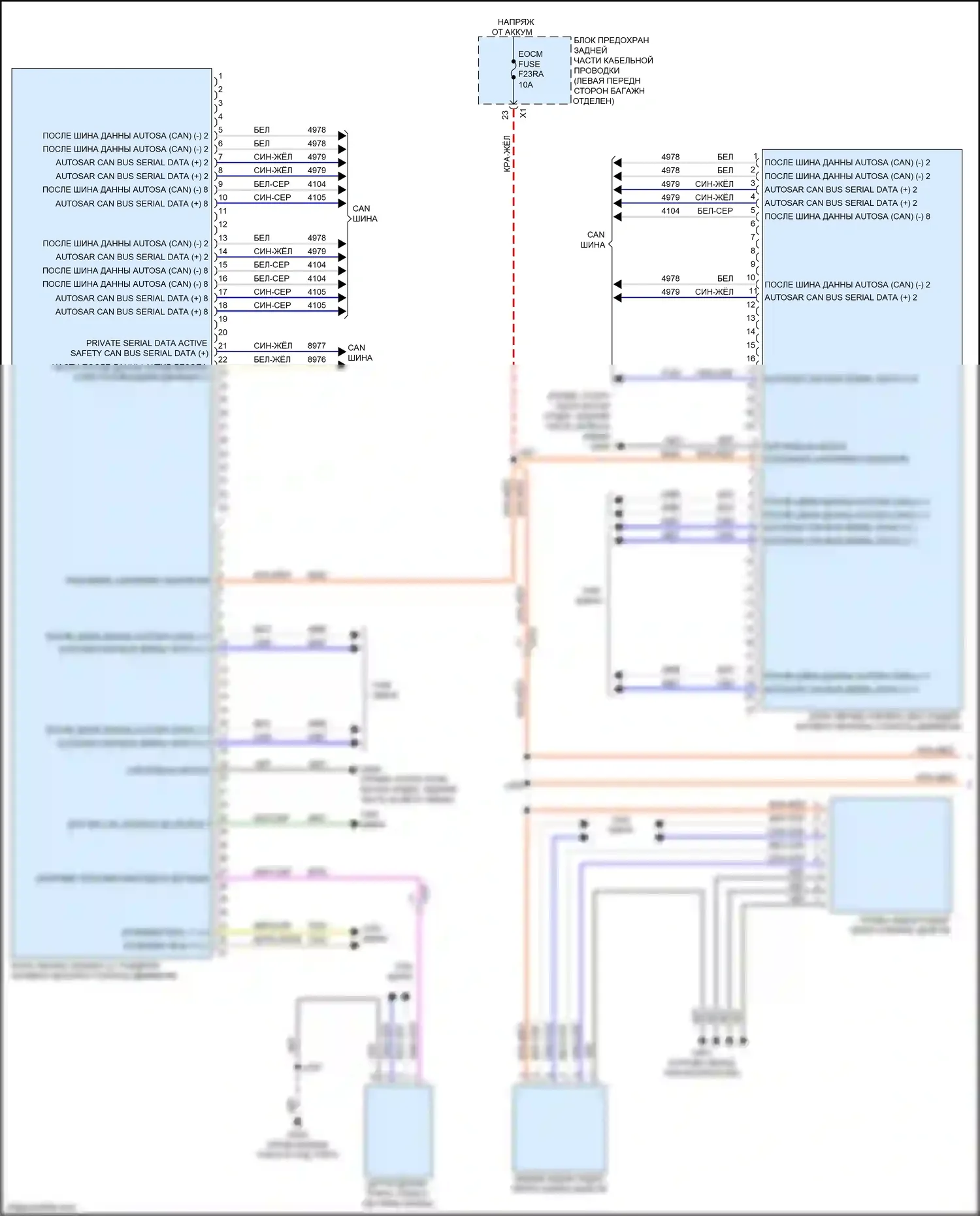 CT4-V Cadillac I (2019-2024): Электросхема системы предупреждения столкновений (1 из 2) 