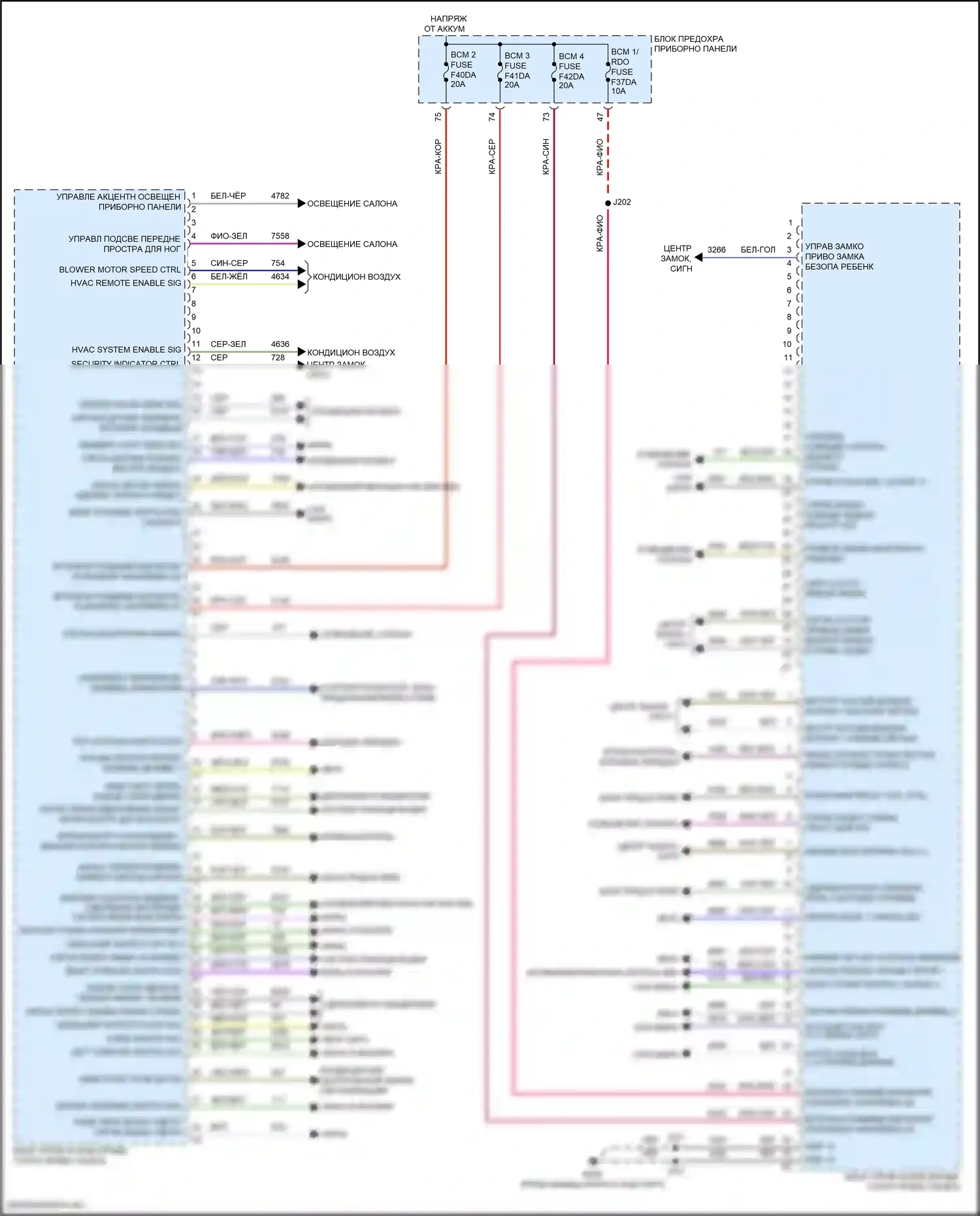 CT4 Cadillac I (2019-2024): Электросхема блоков управления кузовом (1 из 2) 