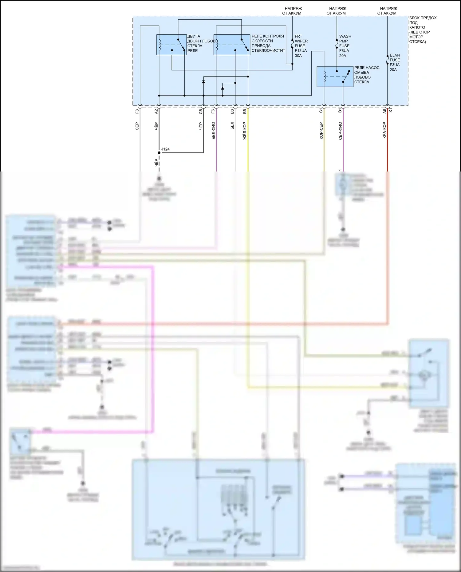 CT4 Cadillac I (2019-2024): Дворники и омыватели электросхема 