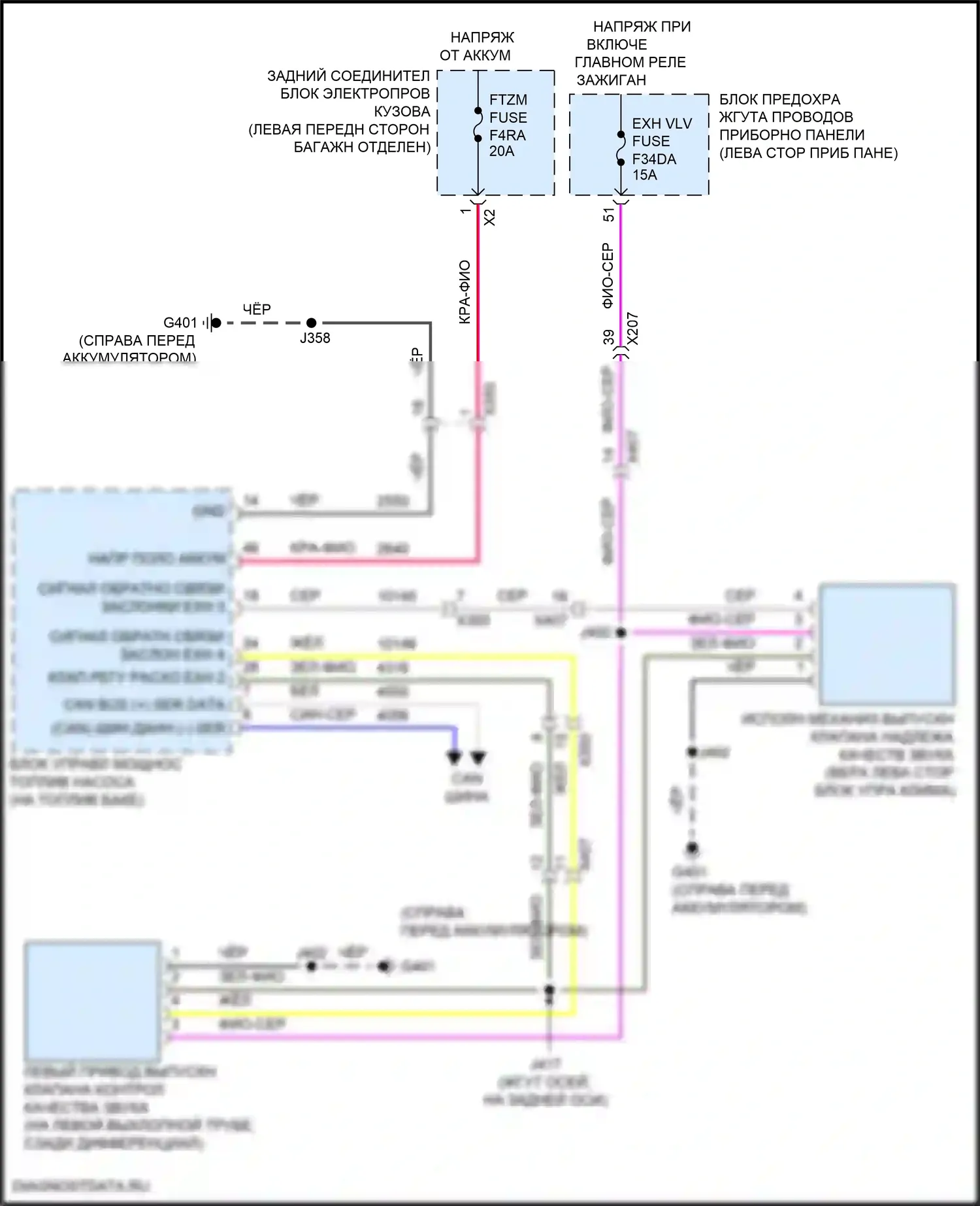 CT4 Cadillac I (2019-2024): Электросхема электронного глушителя 