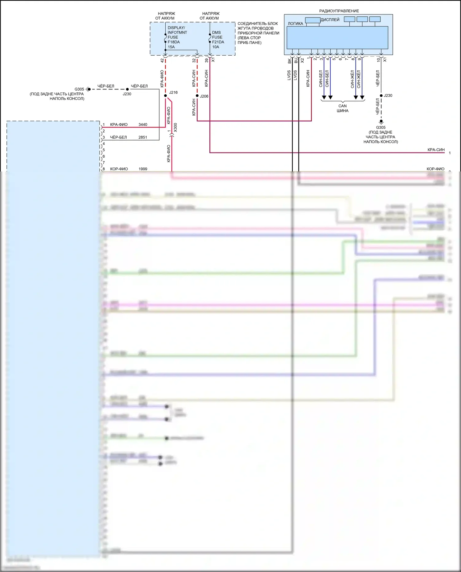 CT4 Cadillac I (2019-2024): Электросхема навигации, с объемным усилителем (1 из 6) 
