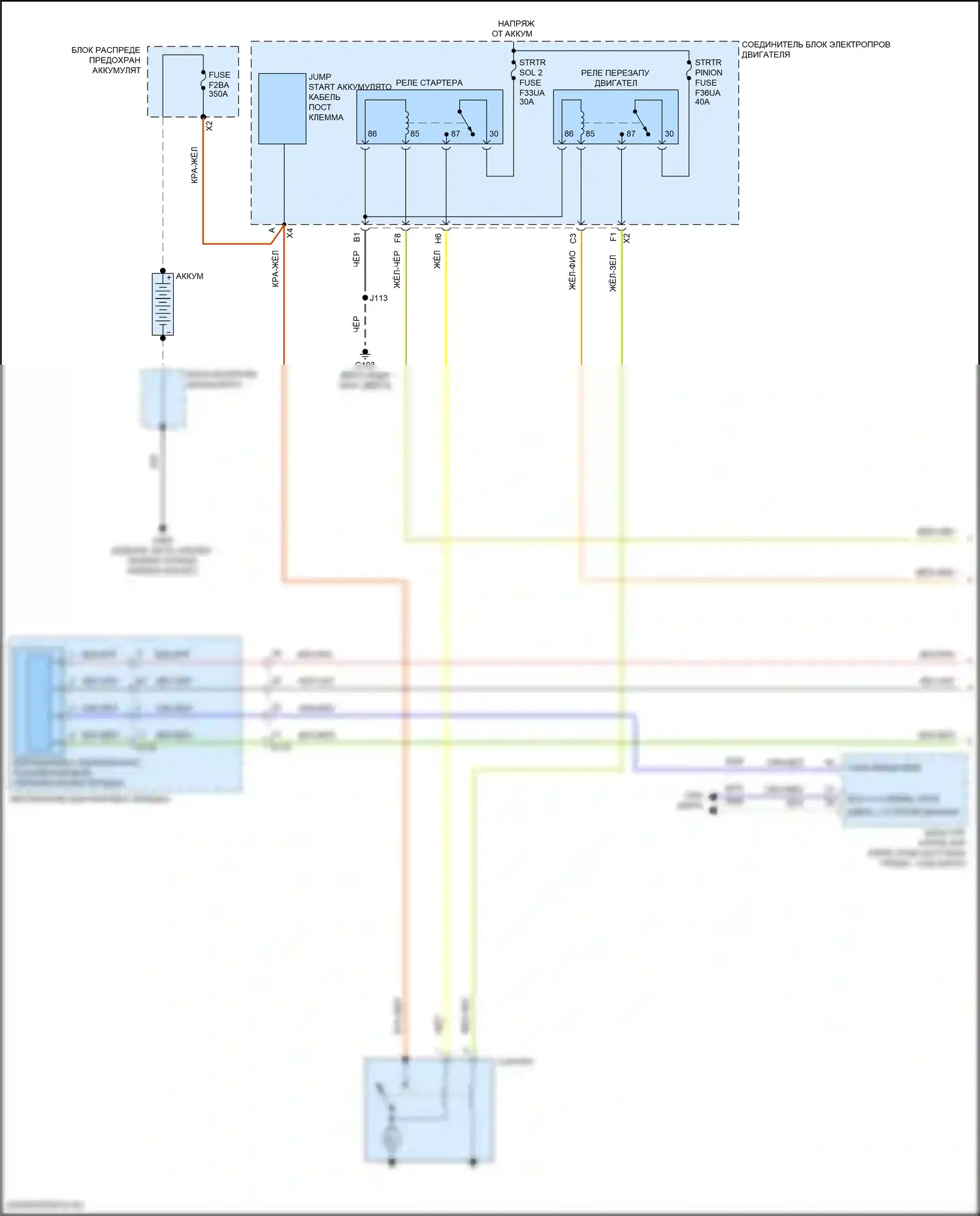 CT4 Cadillac I (2019-2024): Электросхема стартера (1 из 2) 