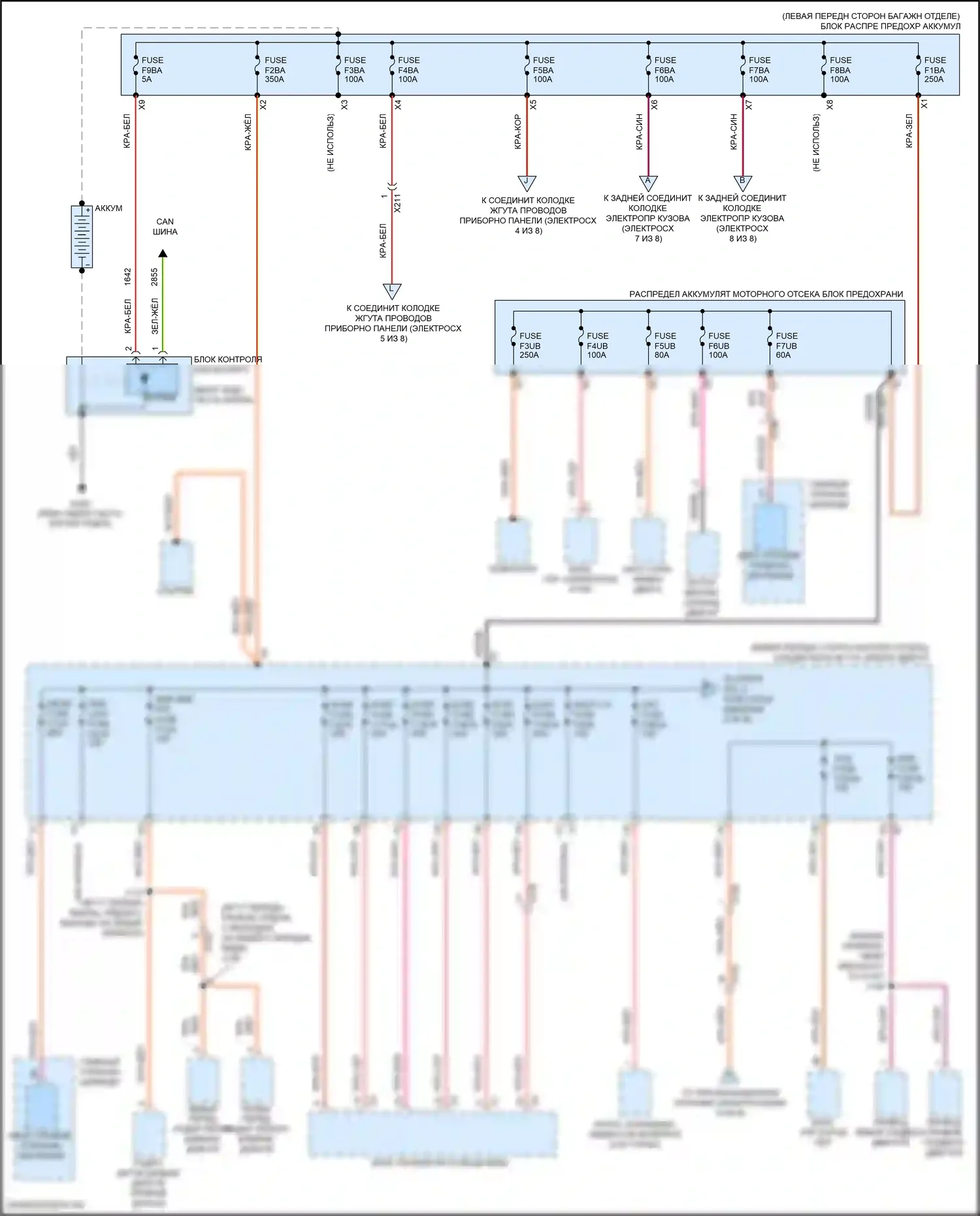 CT5-V Cadillac I (2019-2024): Электросхема блока предохранителей реле (1 из 8) 